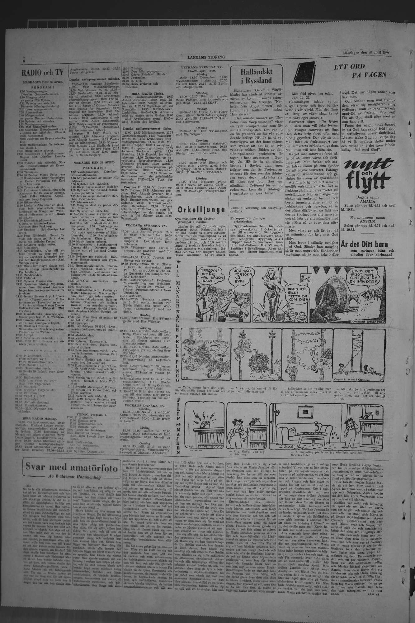 Laholms Tidning Måndag 20 april 1959, sida 6