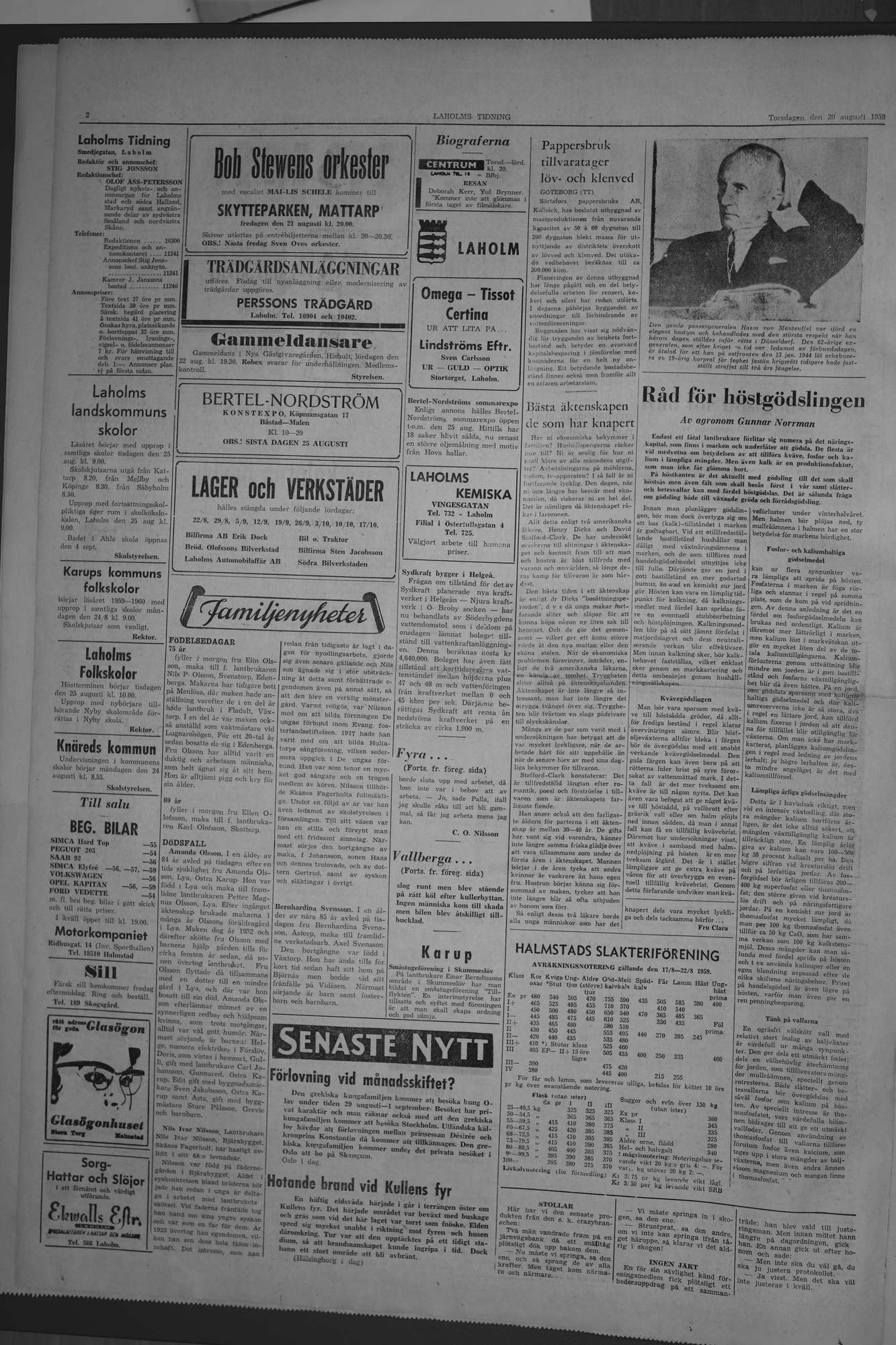 Laholms Tidning Torsdag 20 augusti 1959, sida 2