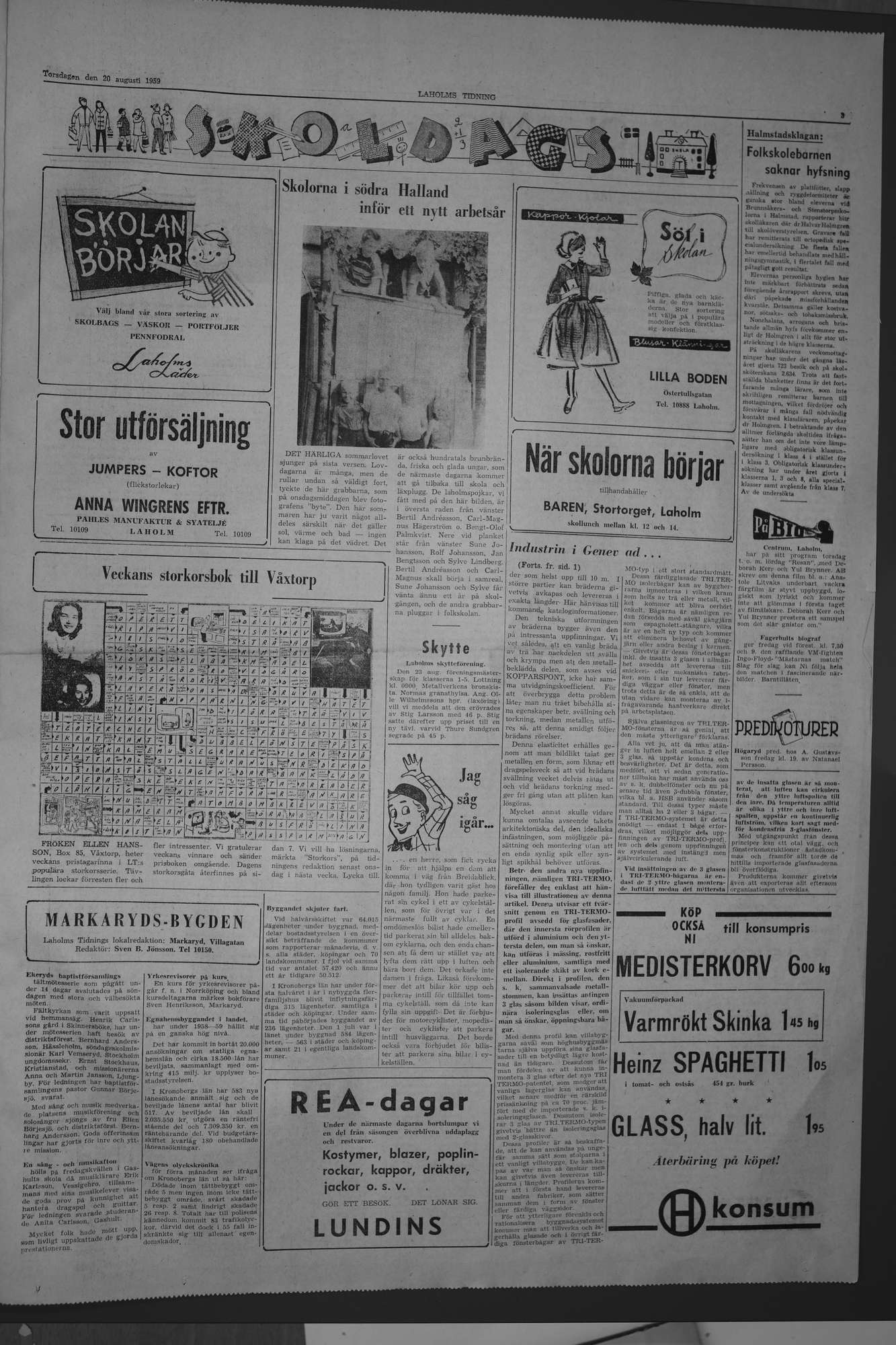 Laholms Tidning Torsdag 20 augusti 1959, sida 3