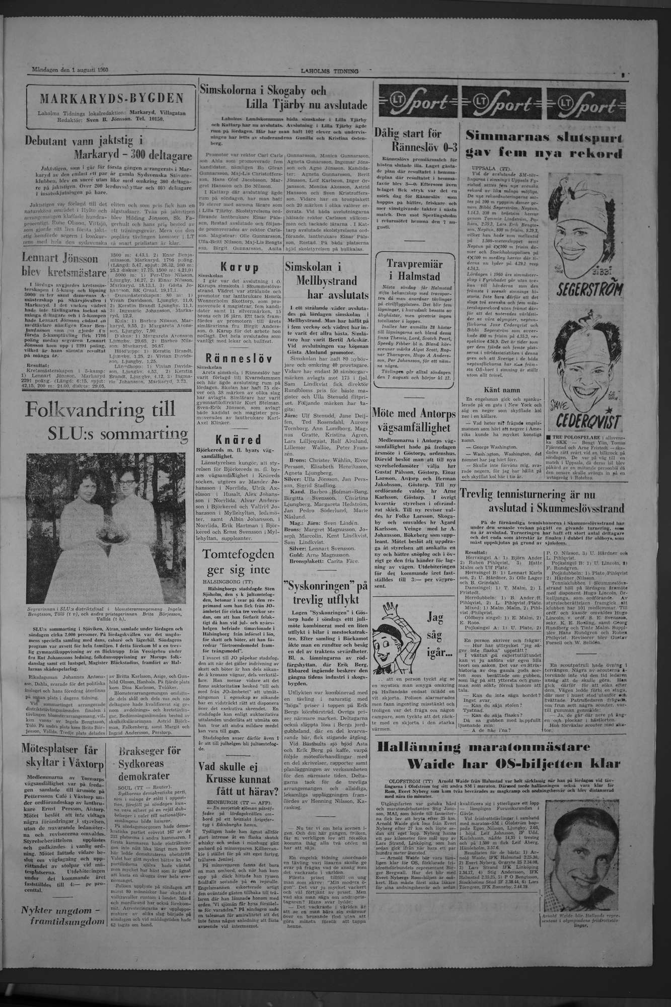 Laholms Tidning Måndag 1 augusti 1960, sida 3