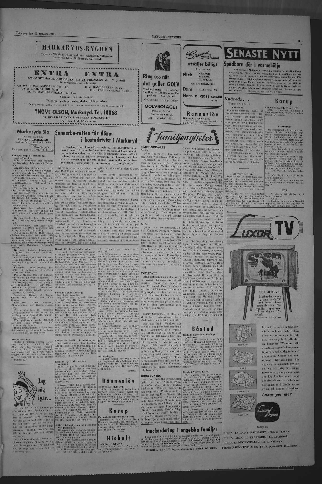 Laholms Tidning Tisdag 20 januari 1959, sida 3