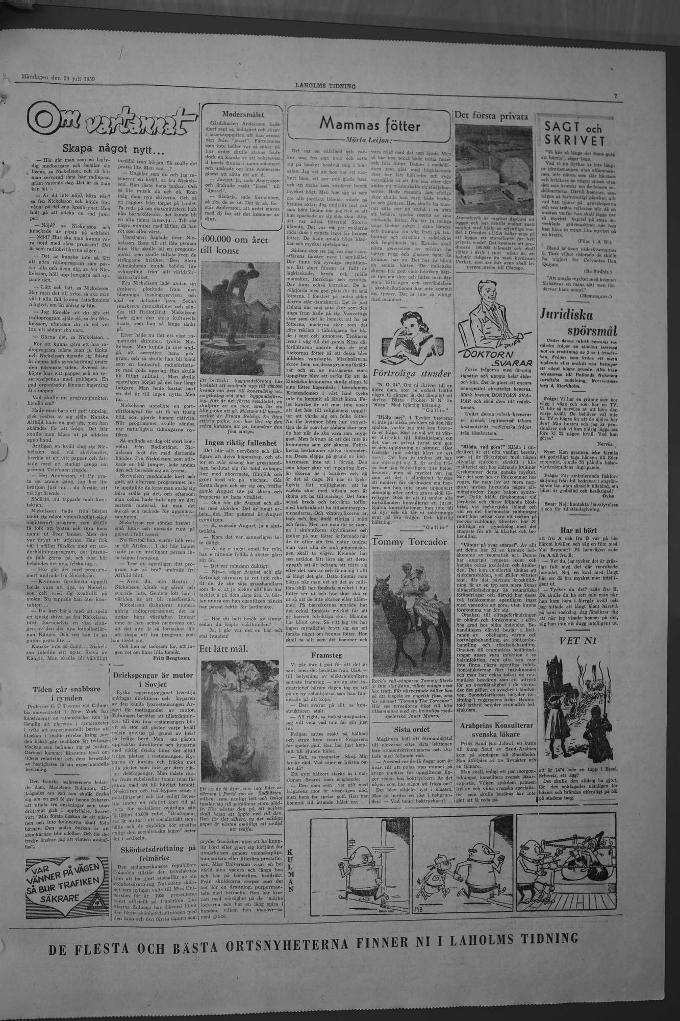 Laholms Tidning Måndag 20 juli 1959, sida 7