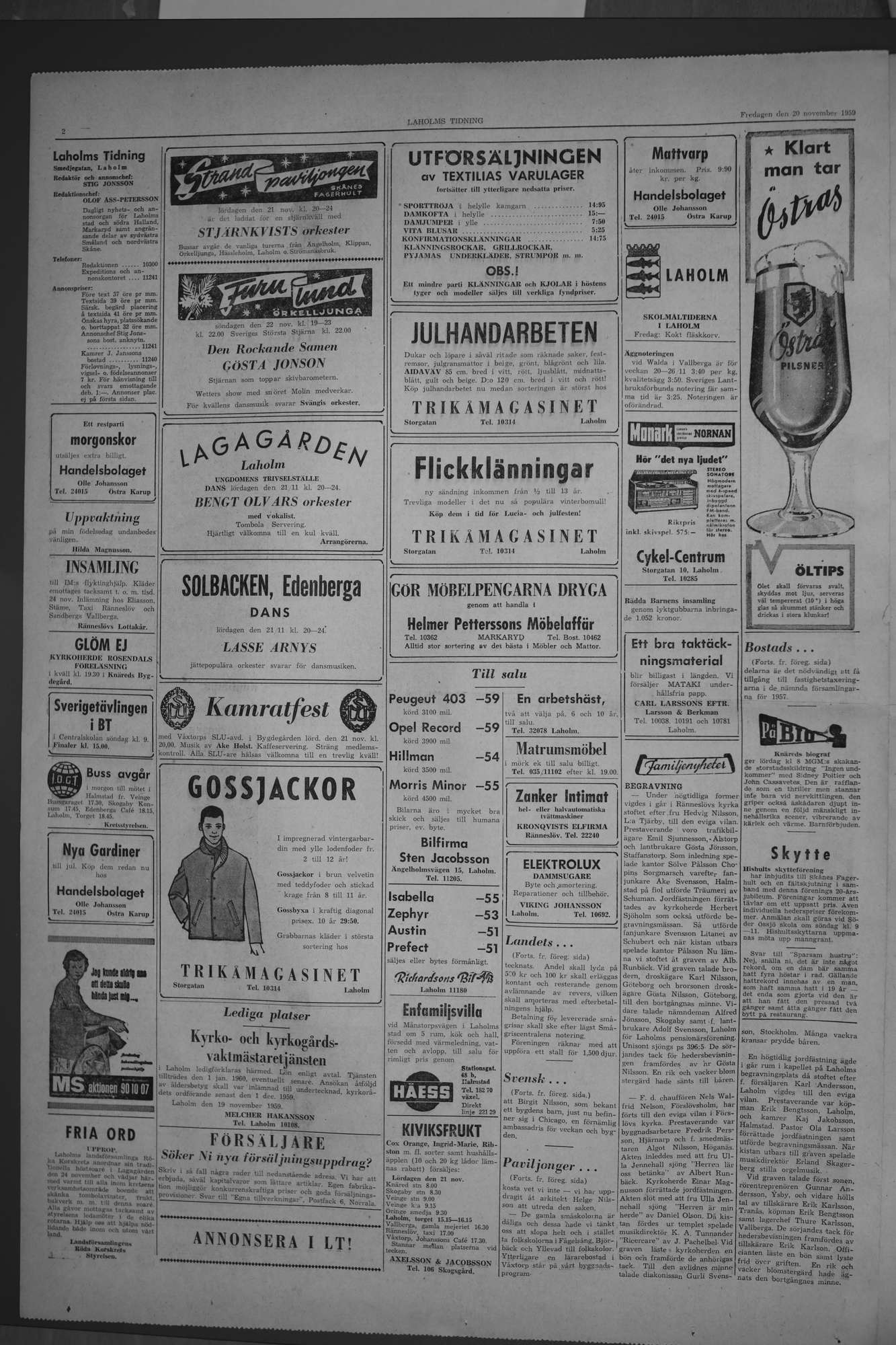Laholms Tidning Fredag 20 november 1959, sida 2