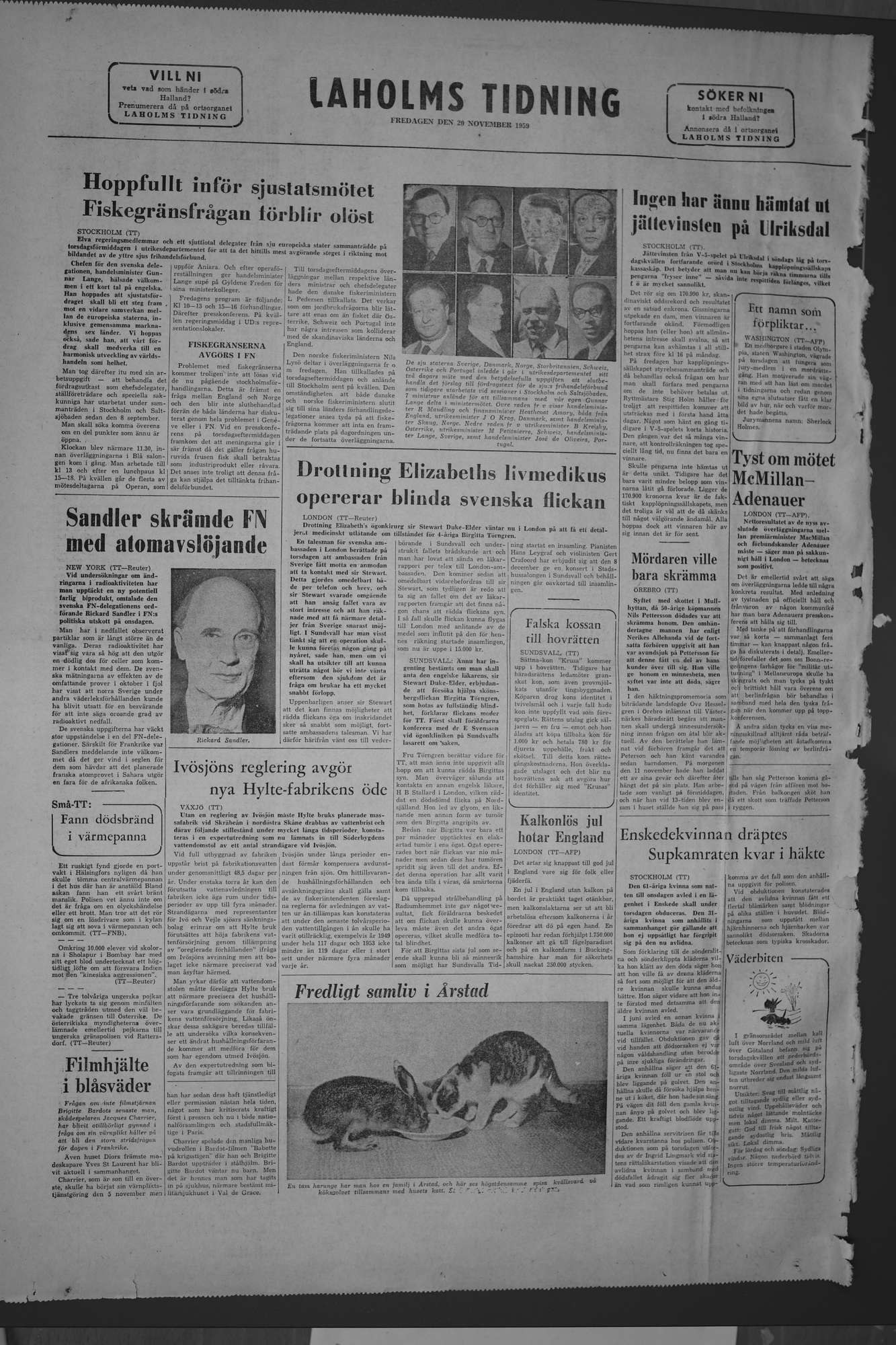 Laholms Tidning Fredag 20 november 1959, sida 8