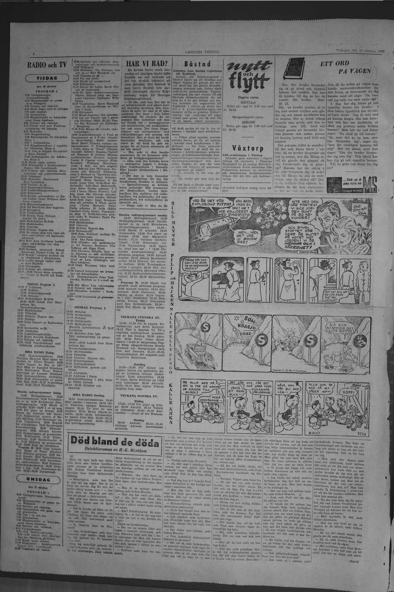Laholms Tidning Tisdag 20 oktober 1959, sida 6