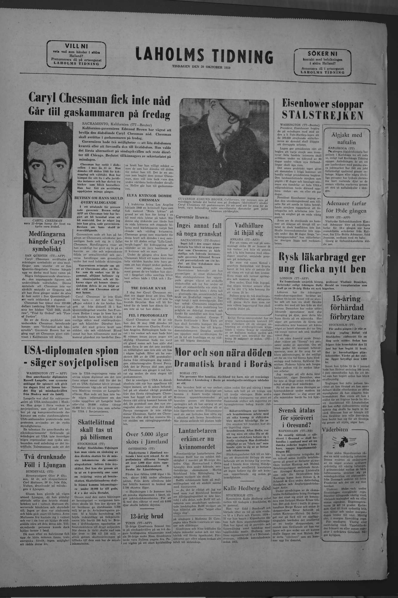 Laholms Tidning Tisdag 20 oktober 1959, sida 8