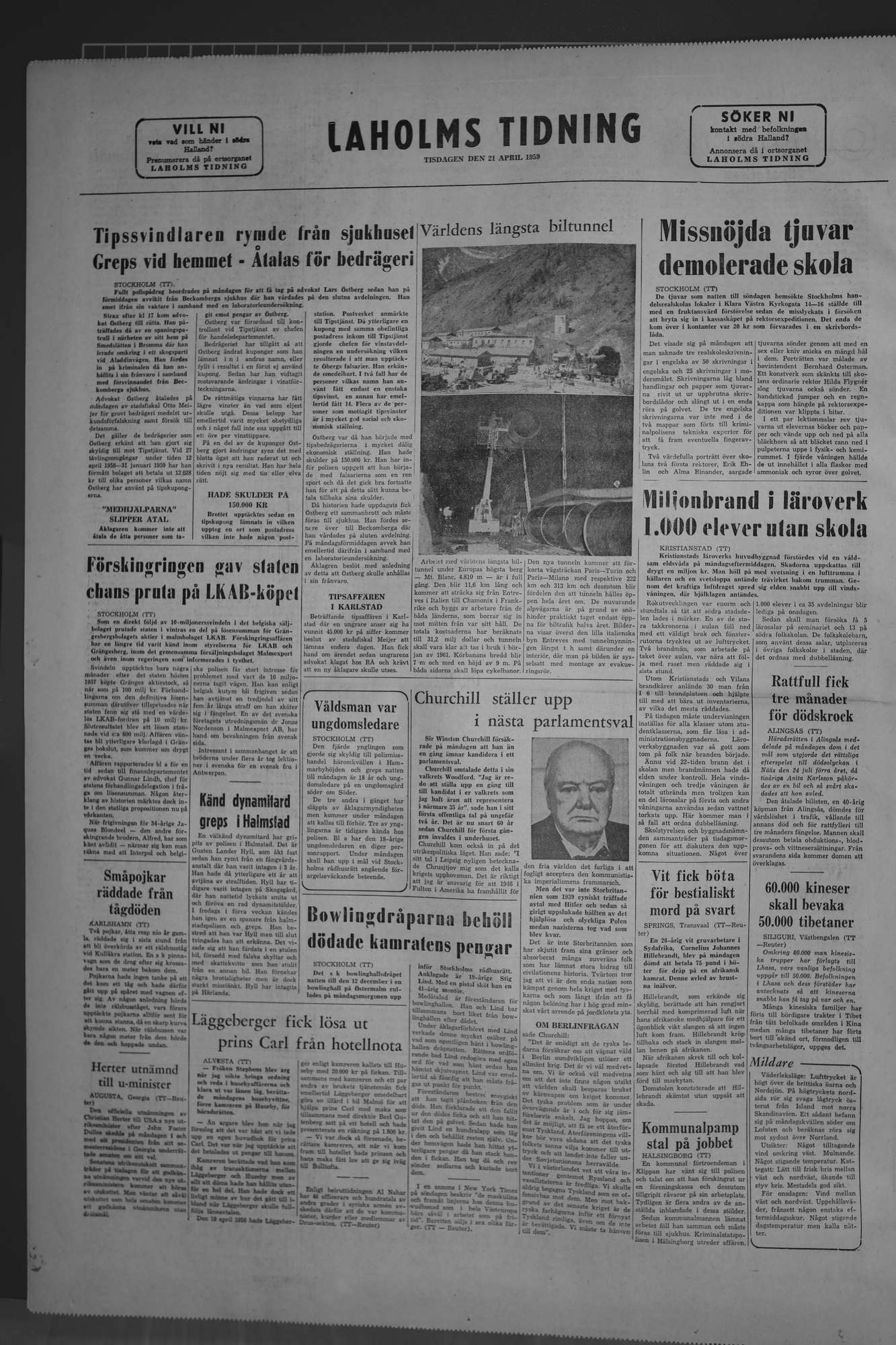 Laholms Tidning Tisdag 21 april 1959, sida 8