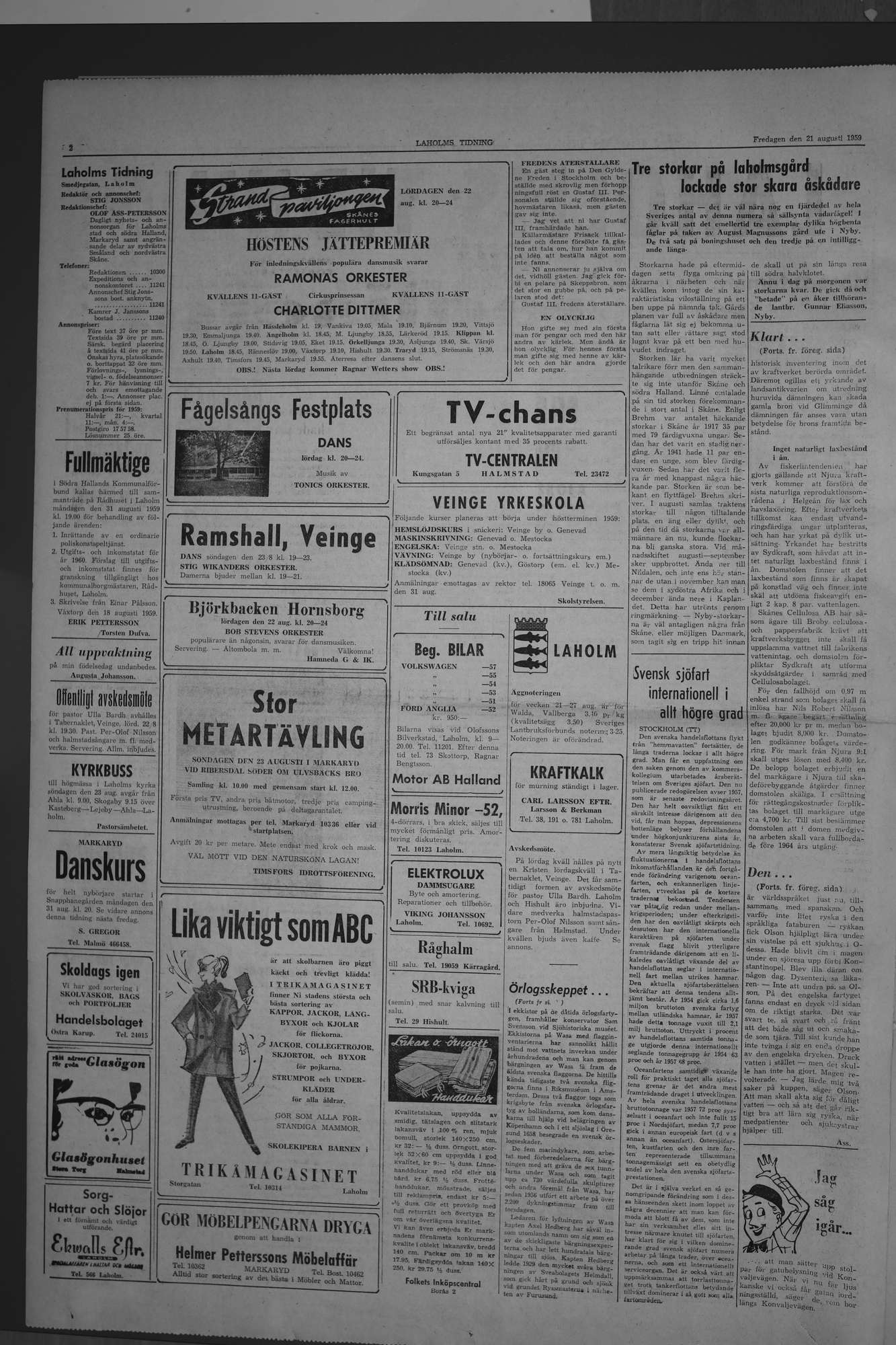Laholms Tidning Fredag 21 augusti 1959, sida 2