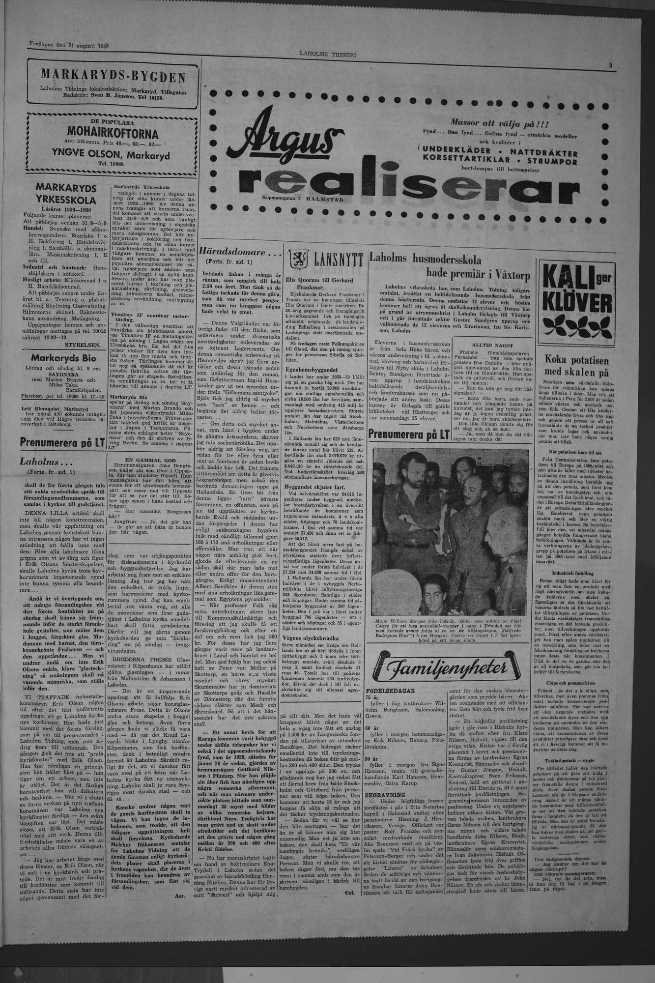 Laholms Tidning Fredag 21 augusti 1959, sida 3