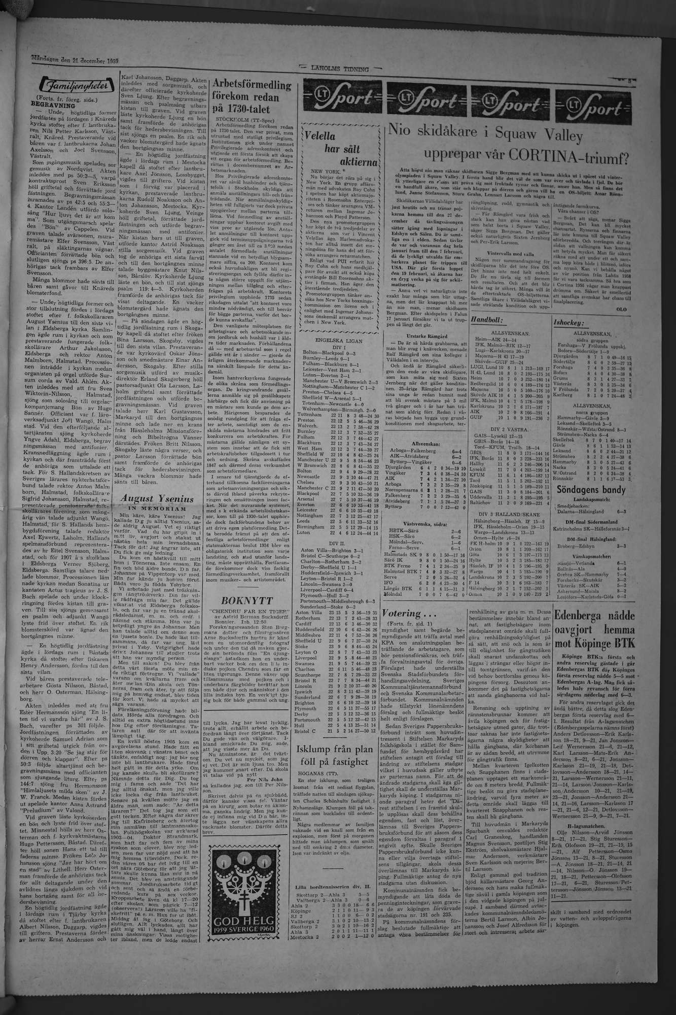 Laholms Tidning Måndag 21 december 1959, sida 5