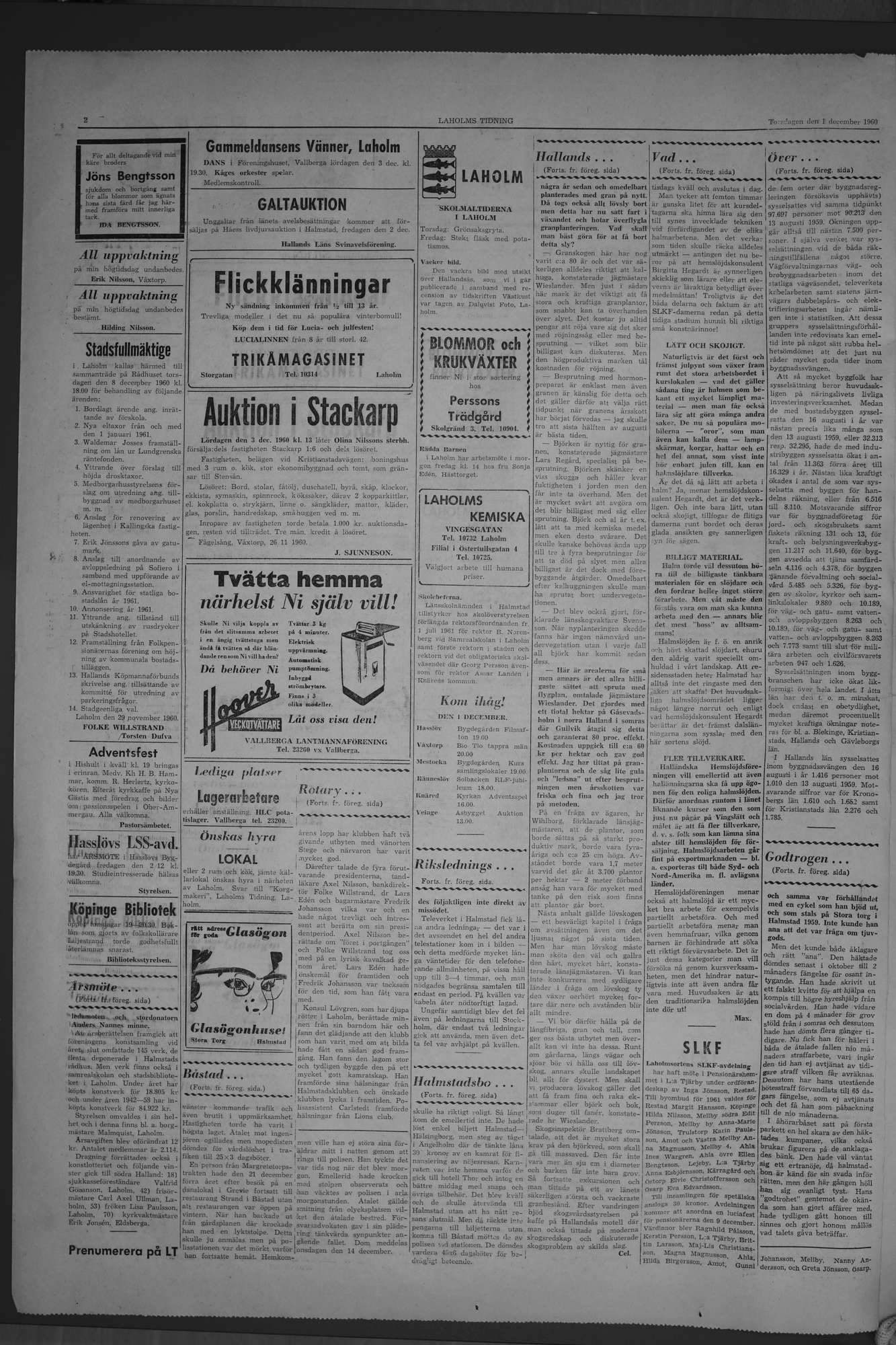 Laholms Tidning Torsdag 1 december 1960, sida 2