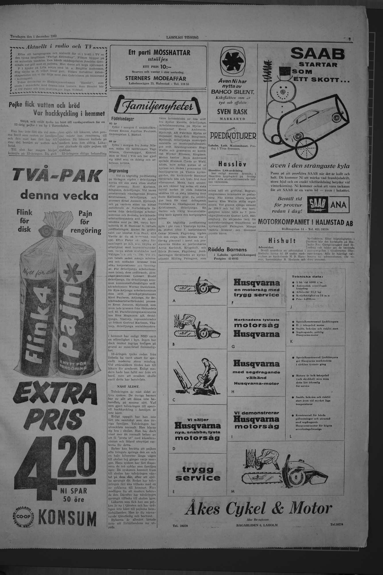 Laholms Tidning Torsdag 1 december 1960, sida 3