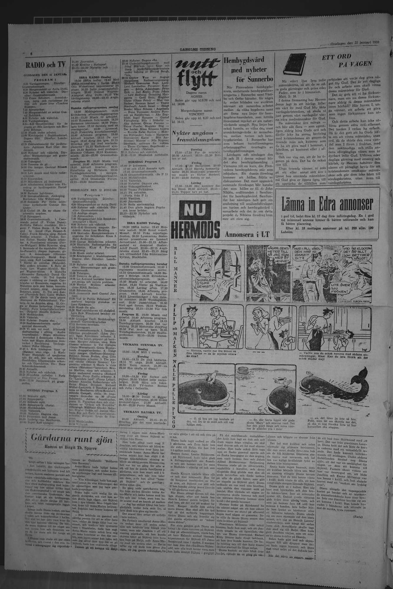 Laholms Tidning Onsdag 21 januari 1959, sida 6