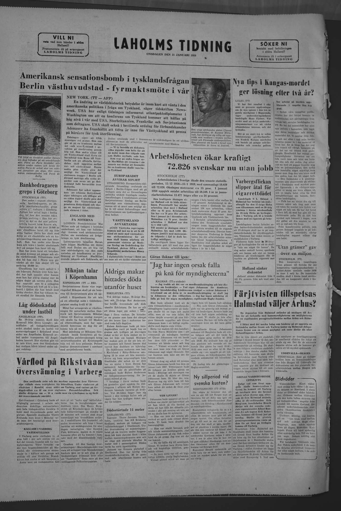 Laholms Tidning Onsdag 21 januari 1959, sida 8