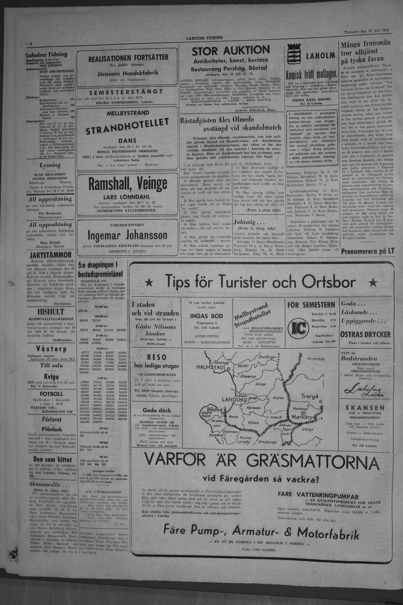 Laholms Tidning Tisdag 21 juli 1959, sida 2