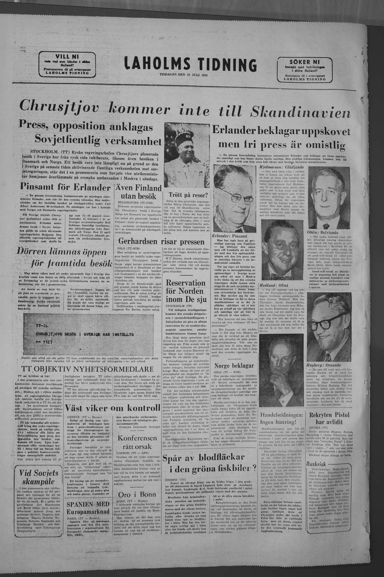 Laholms Tidning Tisdag 21 juli 1959, sida 8