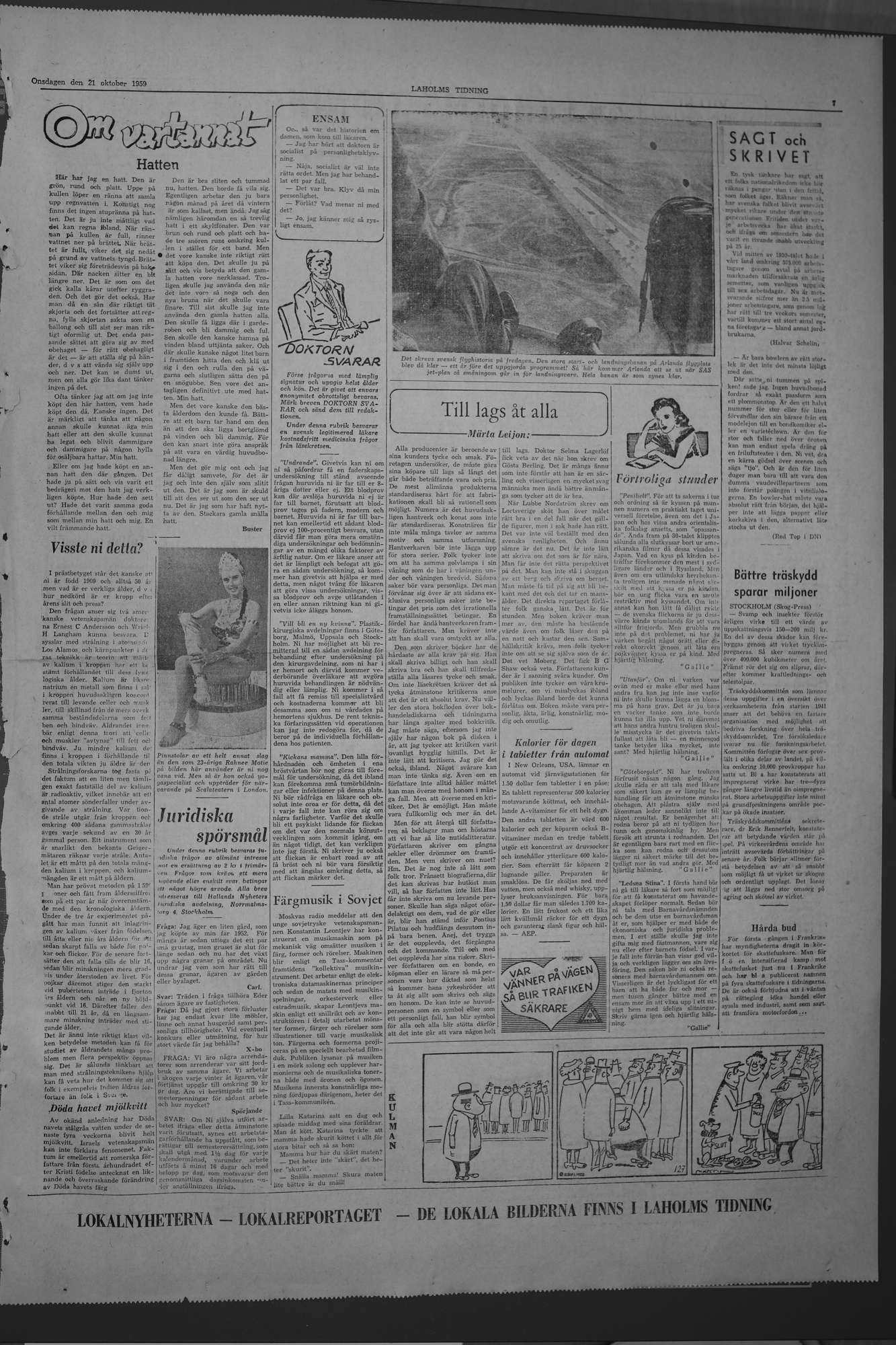 Laholms Tidning Onsdag 21 oktober 1959, sida 7