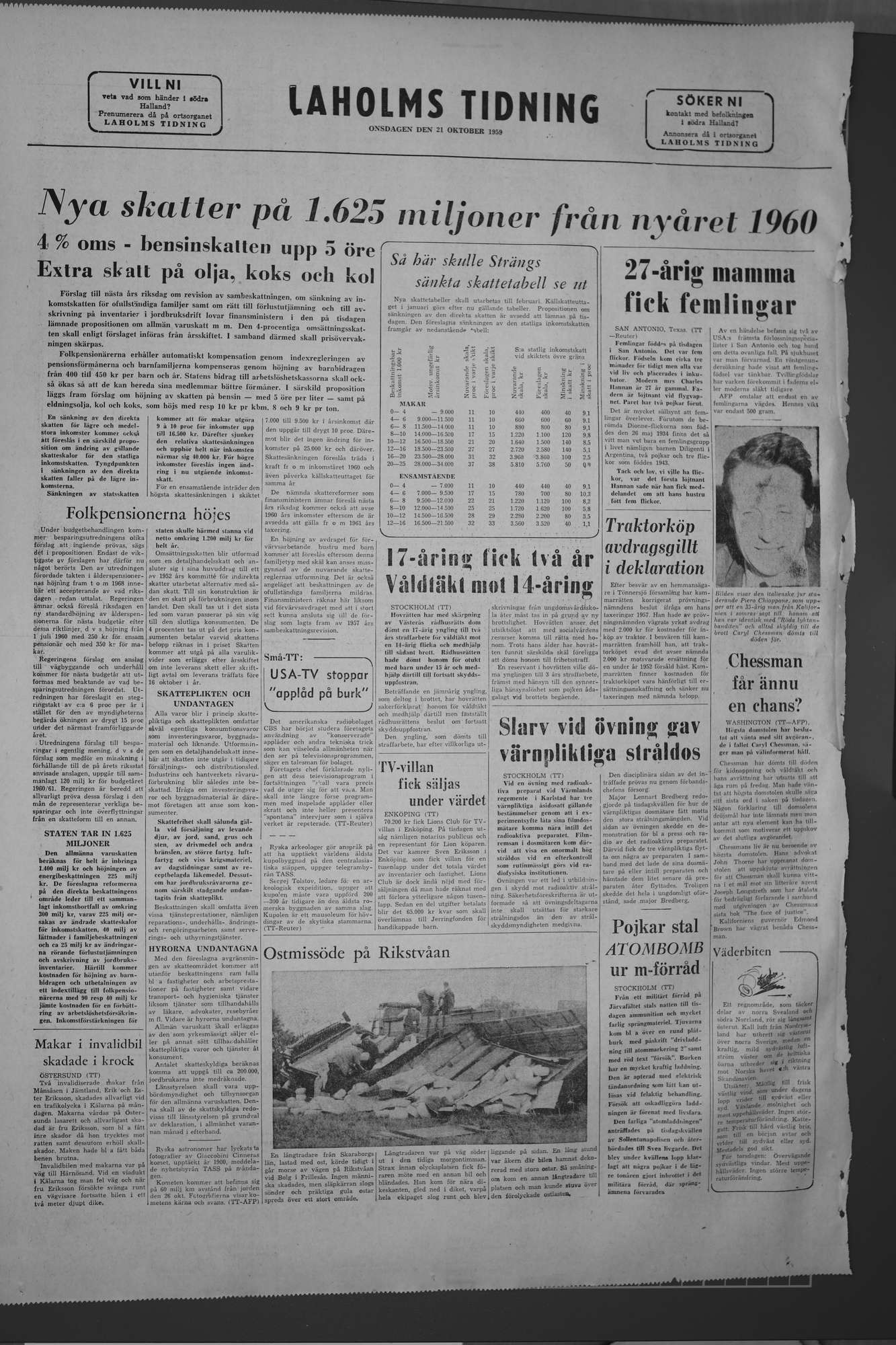 Laholms Tidning Onsdag 21 oktober 1959, sida 8