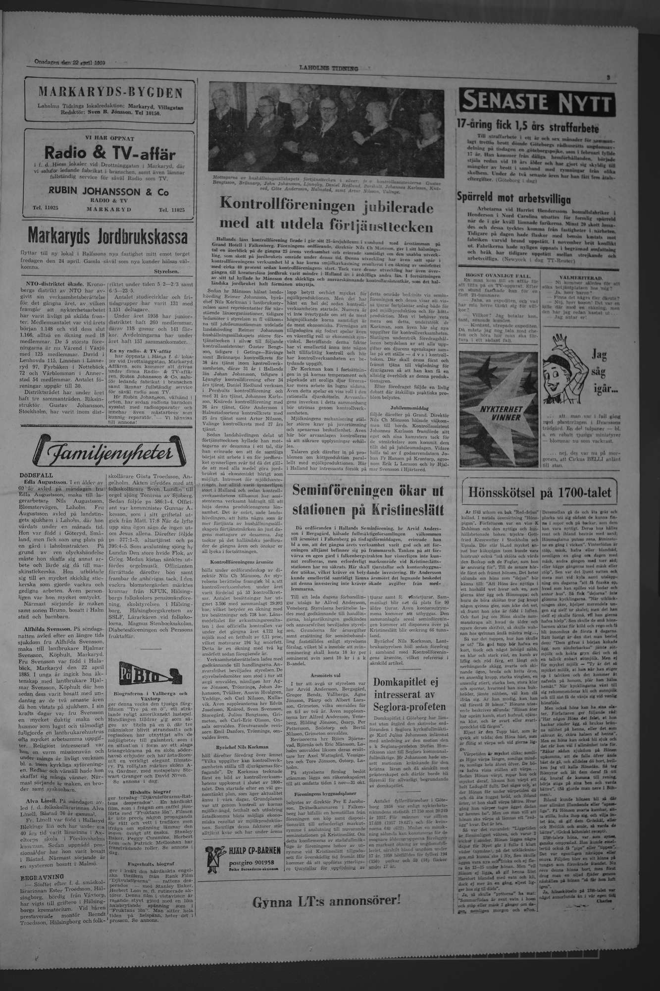 Laholms Tidning Onsdag 22 april 1959, sida 3