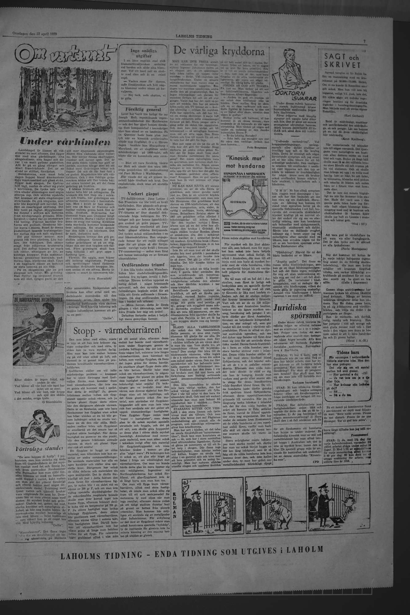 Laholms Tidning Onsdag 22 april 1959, sida 7
