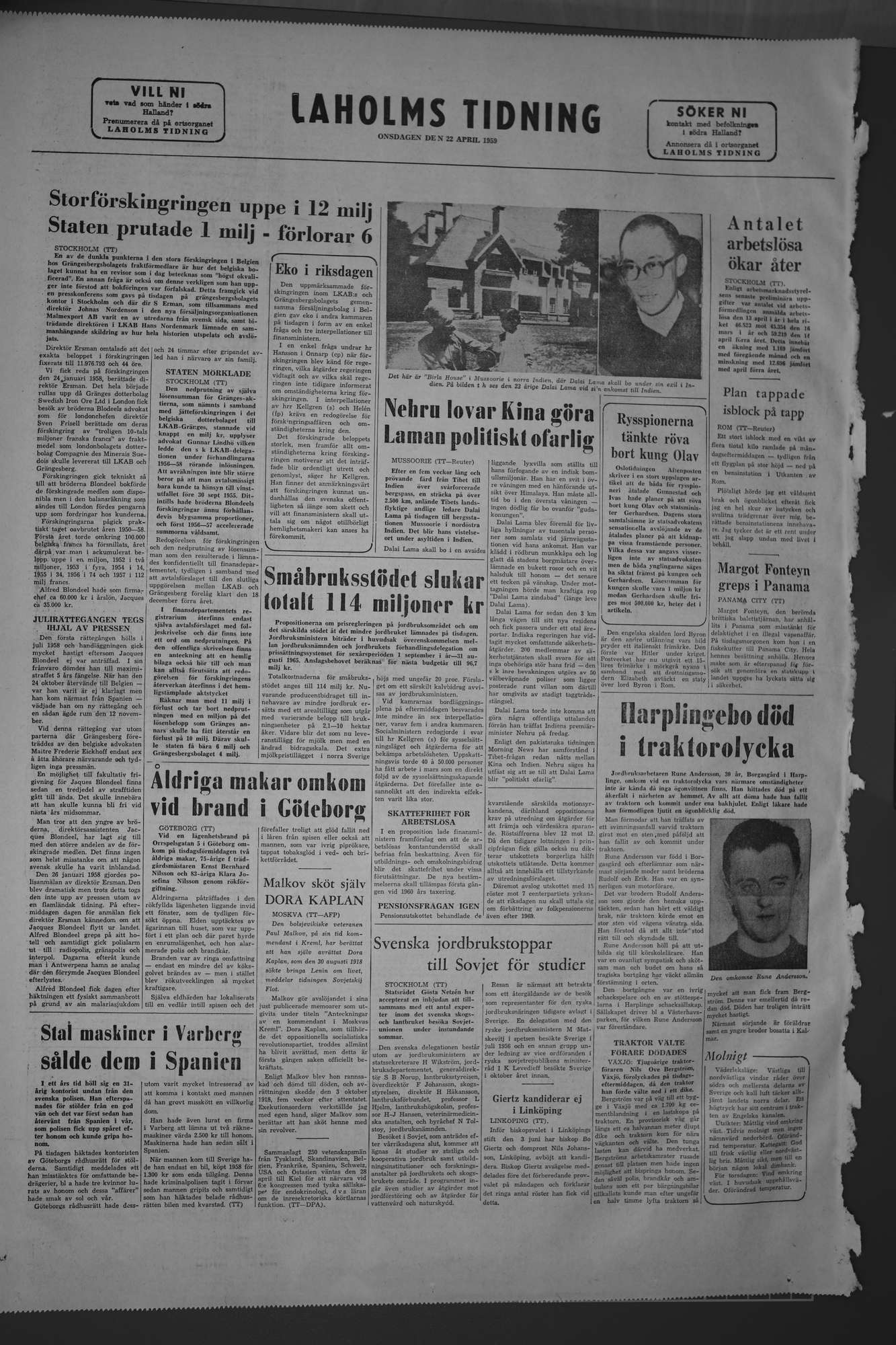 Laholms Tidning Onsdag 22 april 1959, sida 8