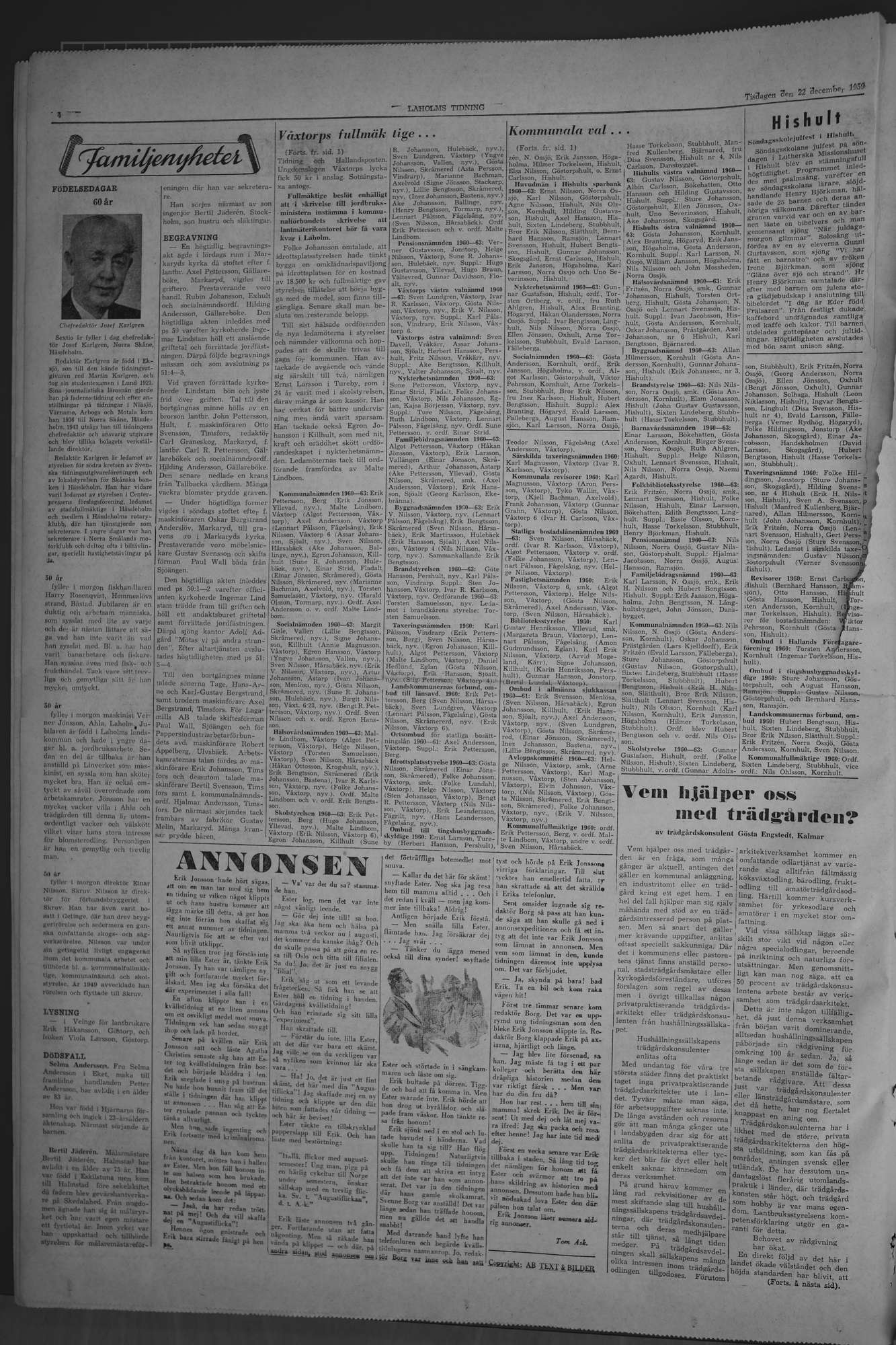 Laholms Tidning Tisdag 22 december 1959, sida 4