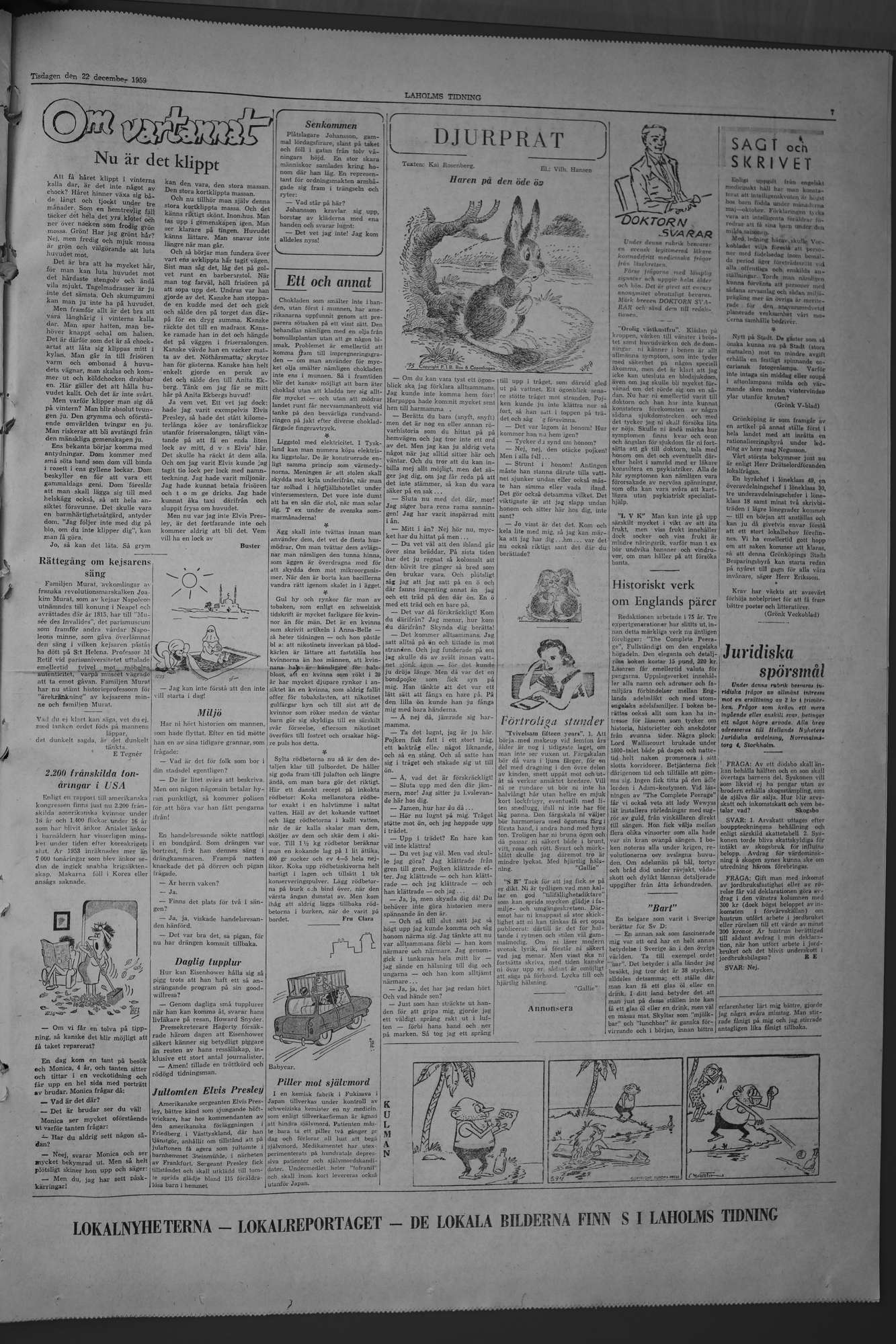 Laholms Tidning Tisdag 22 december 1959, sida 7