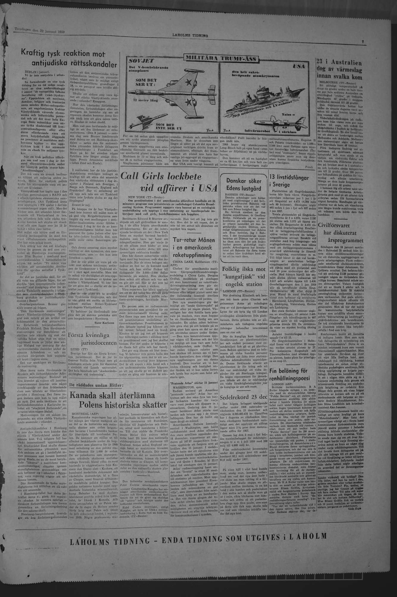 Laholms Tidning Torsdag 22 januari 1959, sida 7