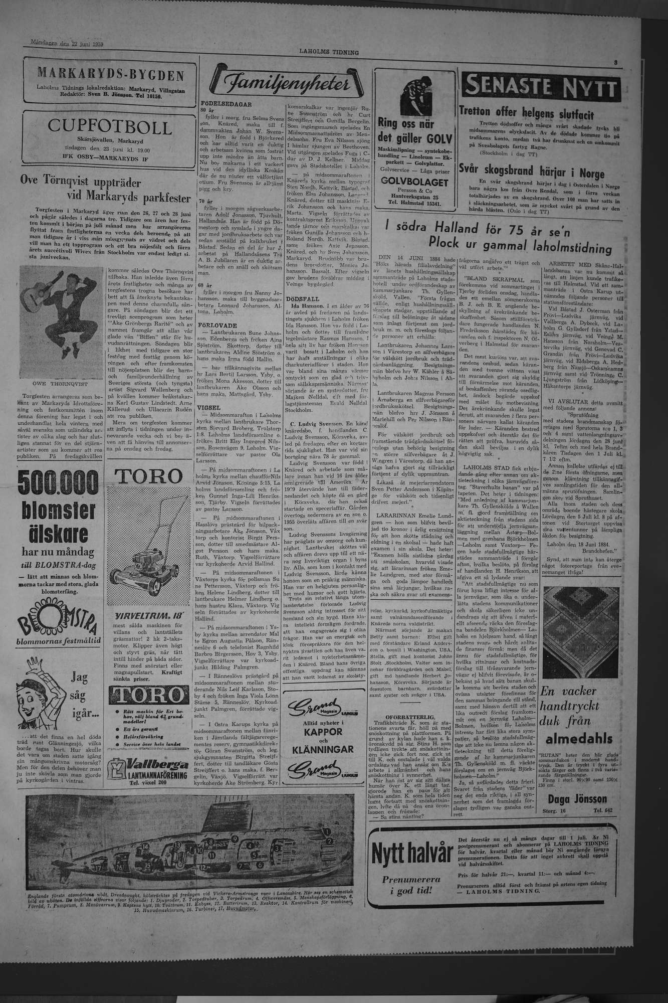 Laholms Tidning Måndag 22 juni 1959, sida 3