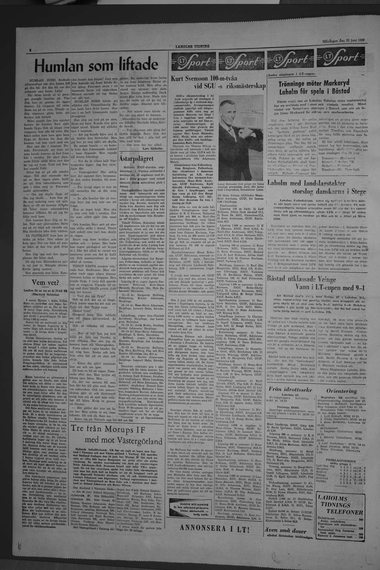 Laholms Tidning Måndag 22 juni 1959, sida 4
