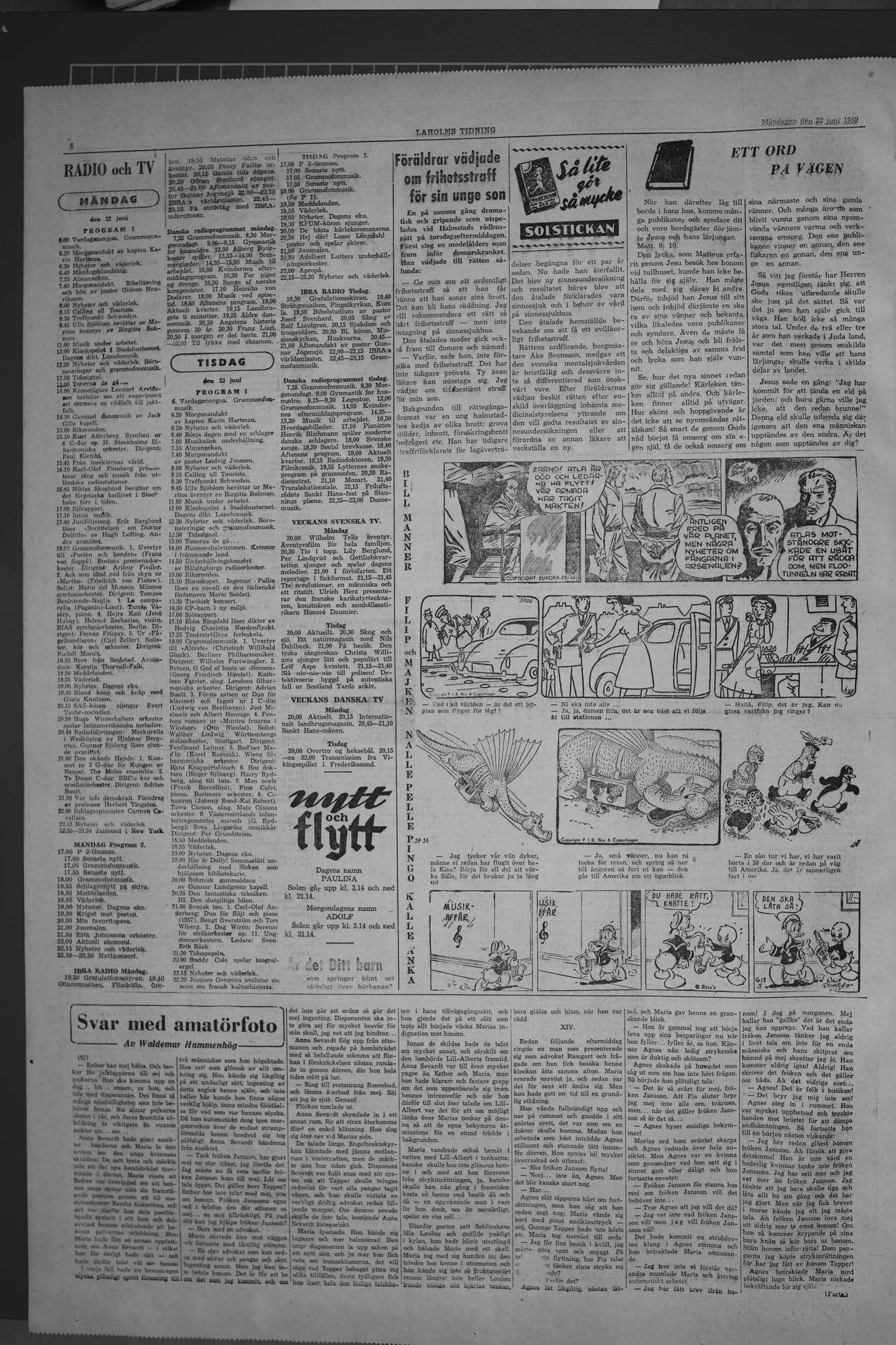 Laholms Tidning Måndag 22 juni 1959, sida 6