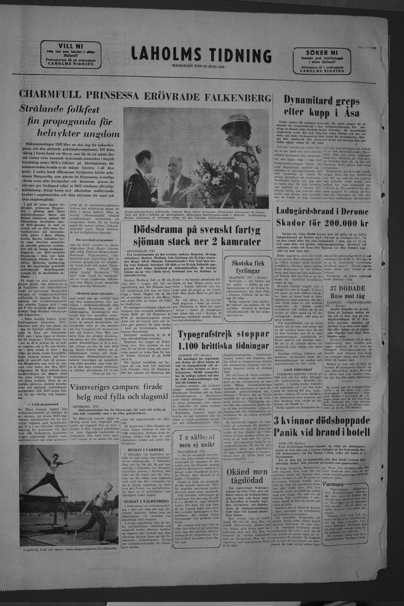 Laholms Tidning Måndag 22 juni 1959, sida 8