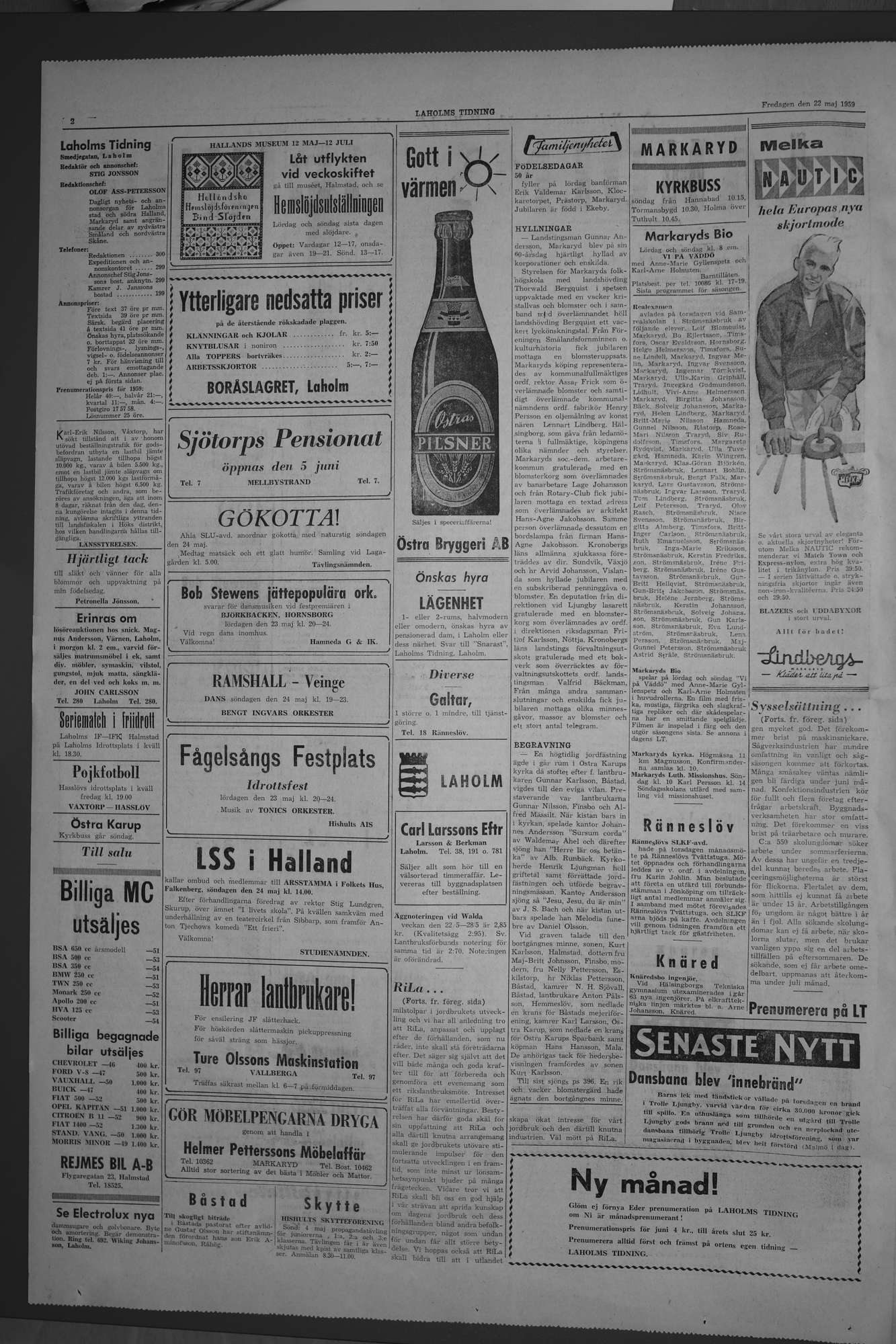 Laholms Tidning Fredag 22 maj 1959, sida 2