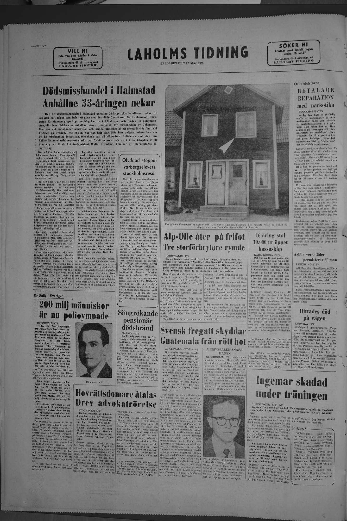 Laholms Tidning Fredag 22 maj 1959, sida 8