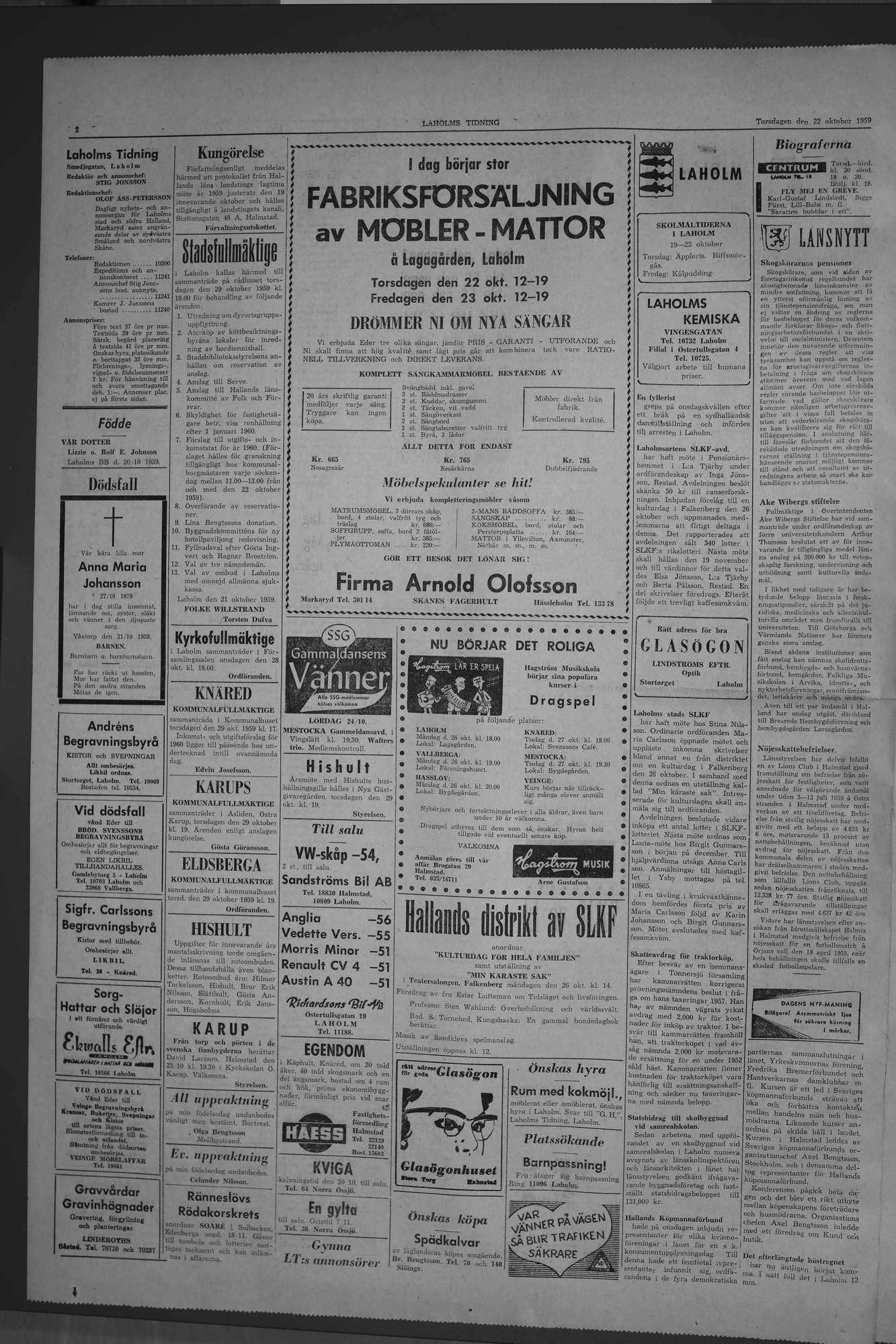 Laholms Tidning Torsdag 22 oktober 1959, sida 2