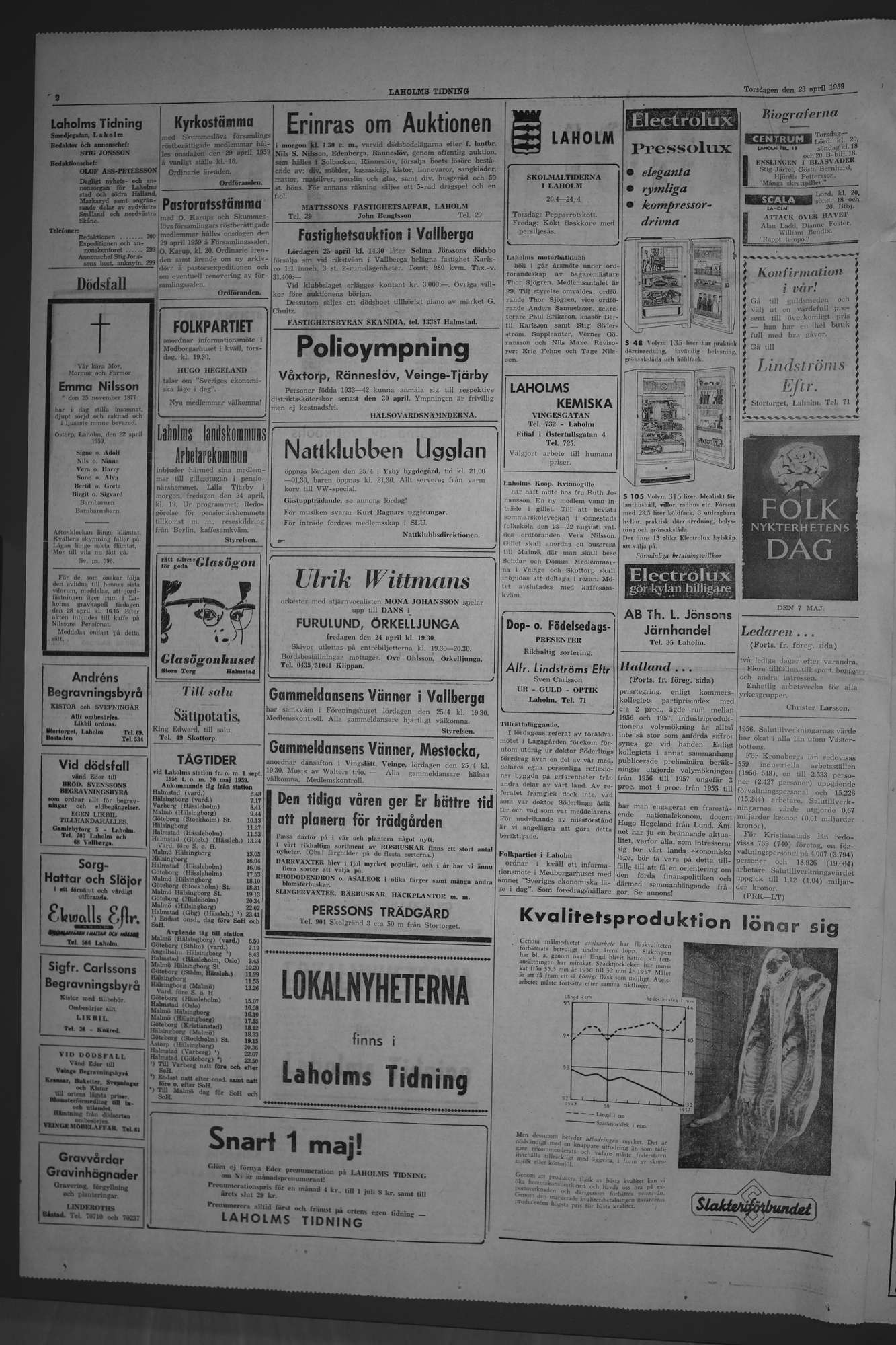 Laholms Tidning Torsdag 23 april 1959, sida 2