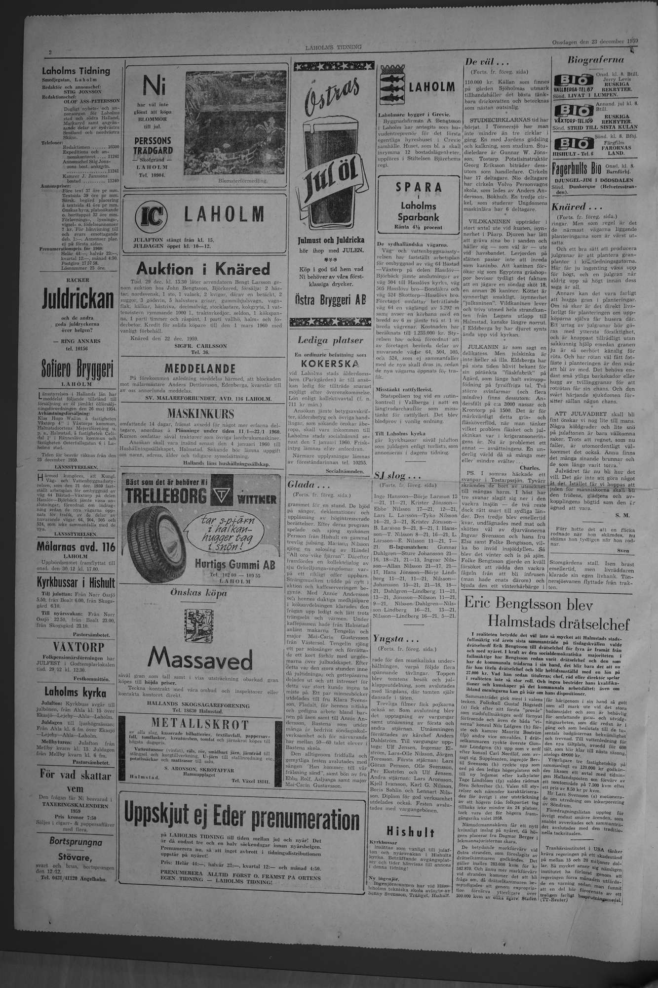 Laholms Tidning Onsdag 23 december 1959, sida 2