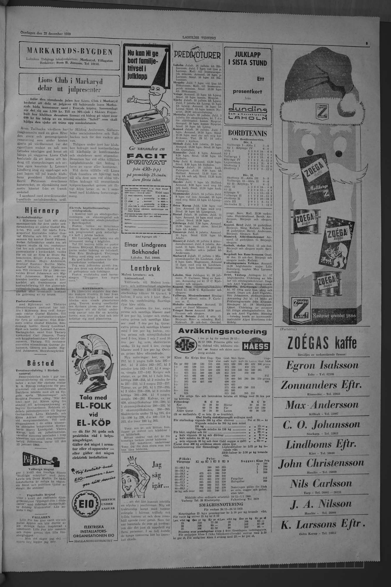 Laholms Tidning Onsdag 23 december 1959, sida 3