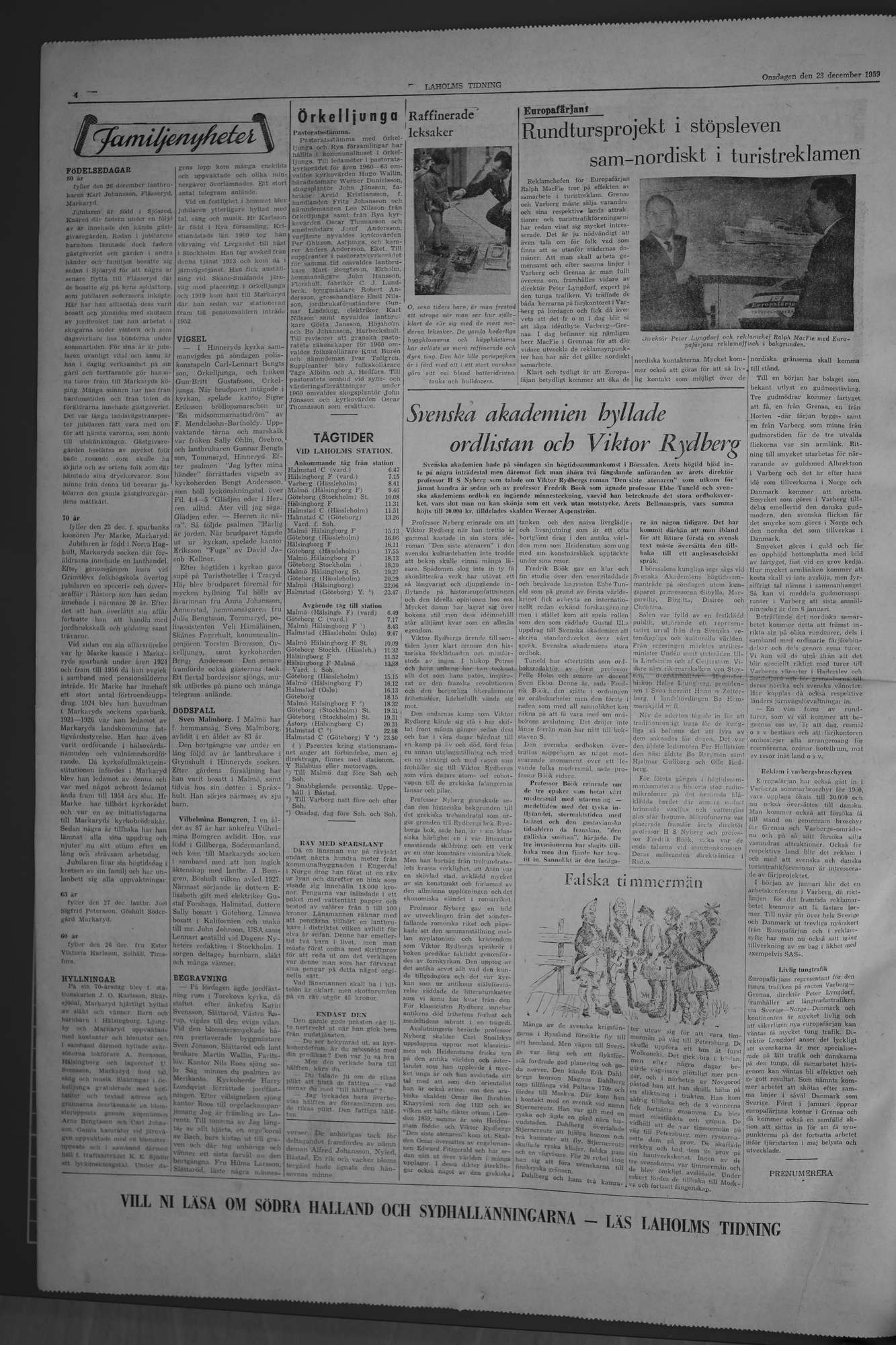 Laholms Tidning Onsdag 23 december 1959, sida 4