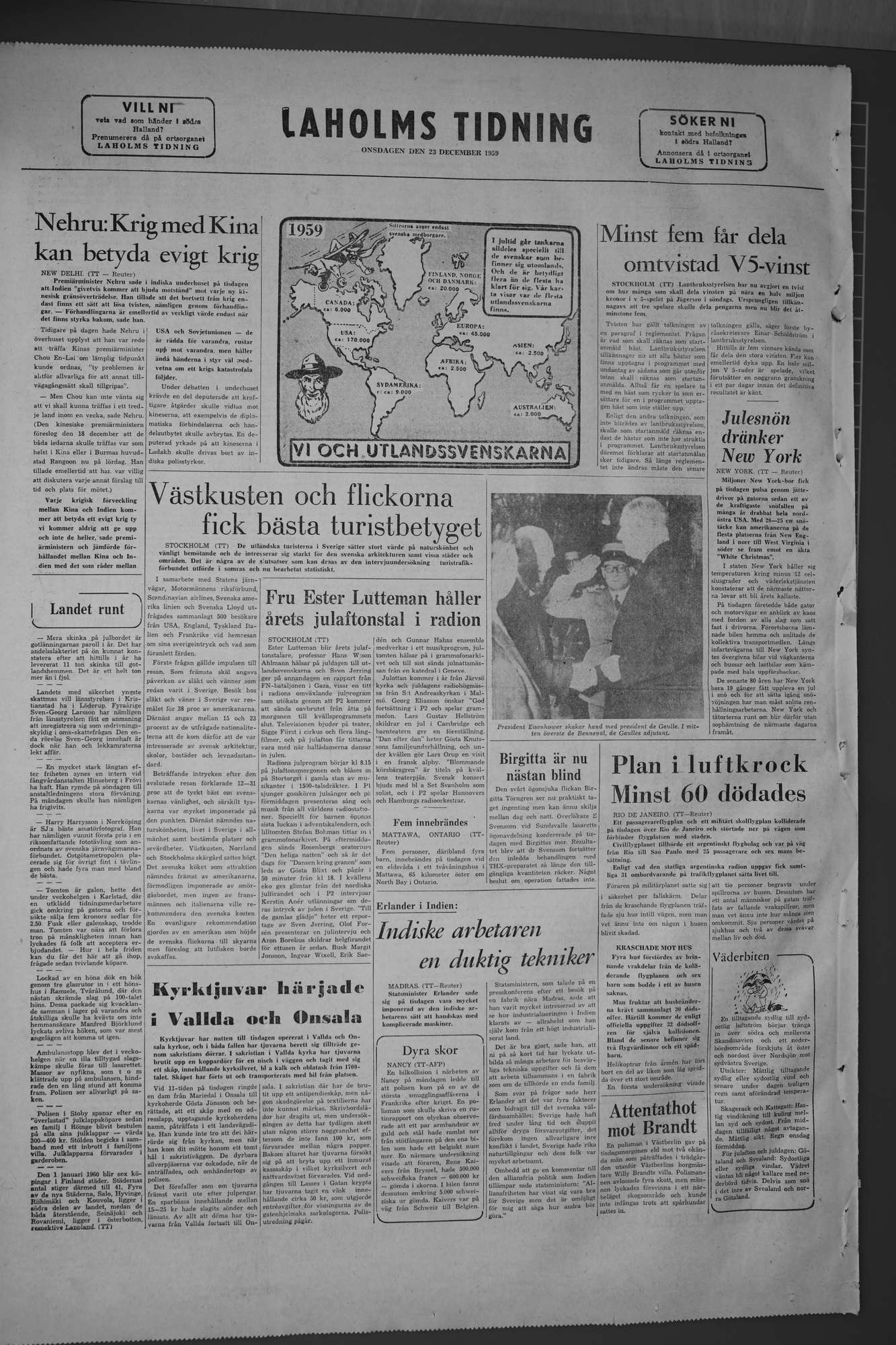 Laholms Tidning Onsdag 23 december 1959, sida 8