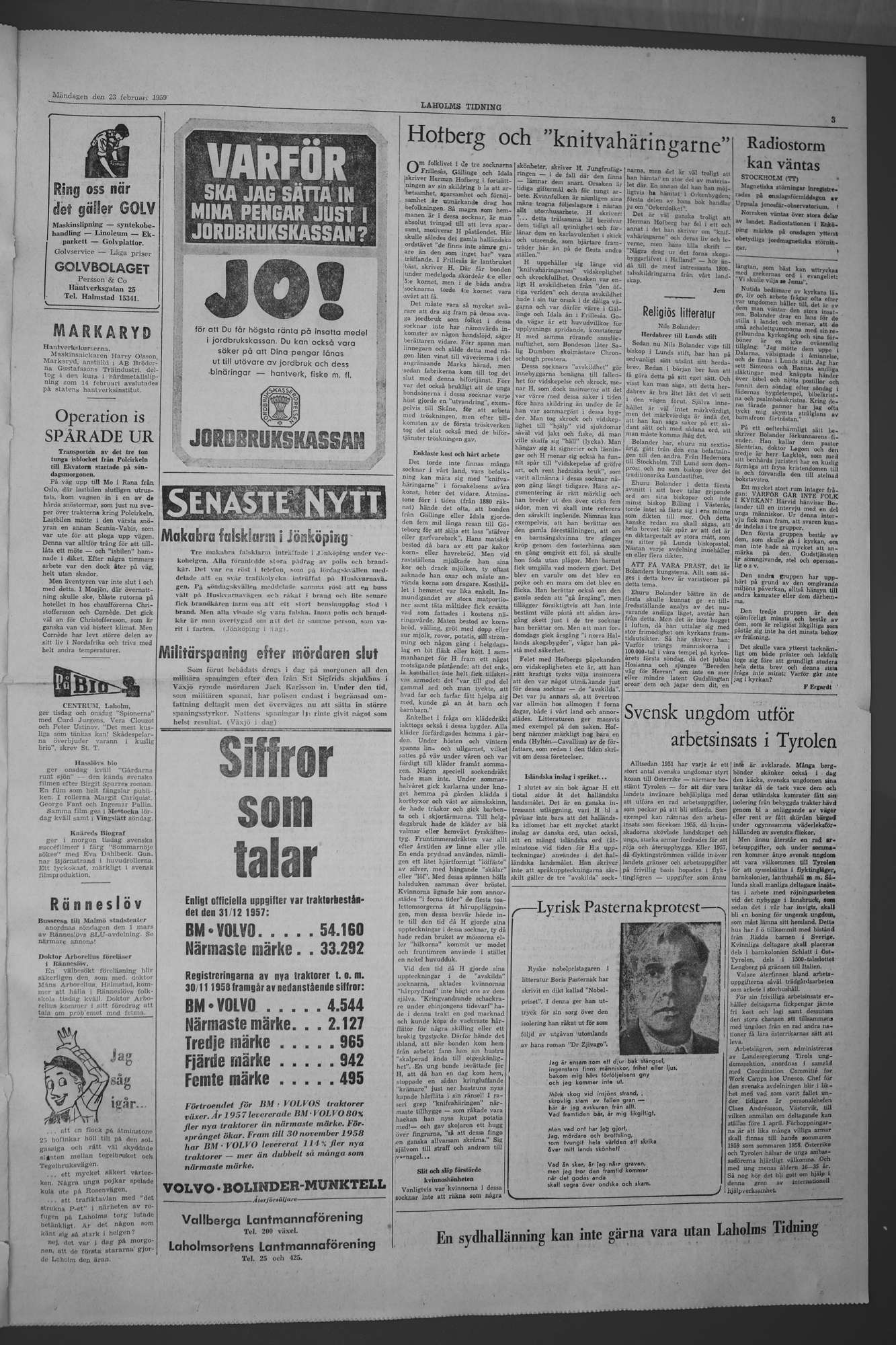 Laholms Tidning Måndag 23 februari 1959, sida 3