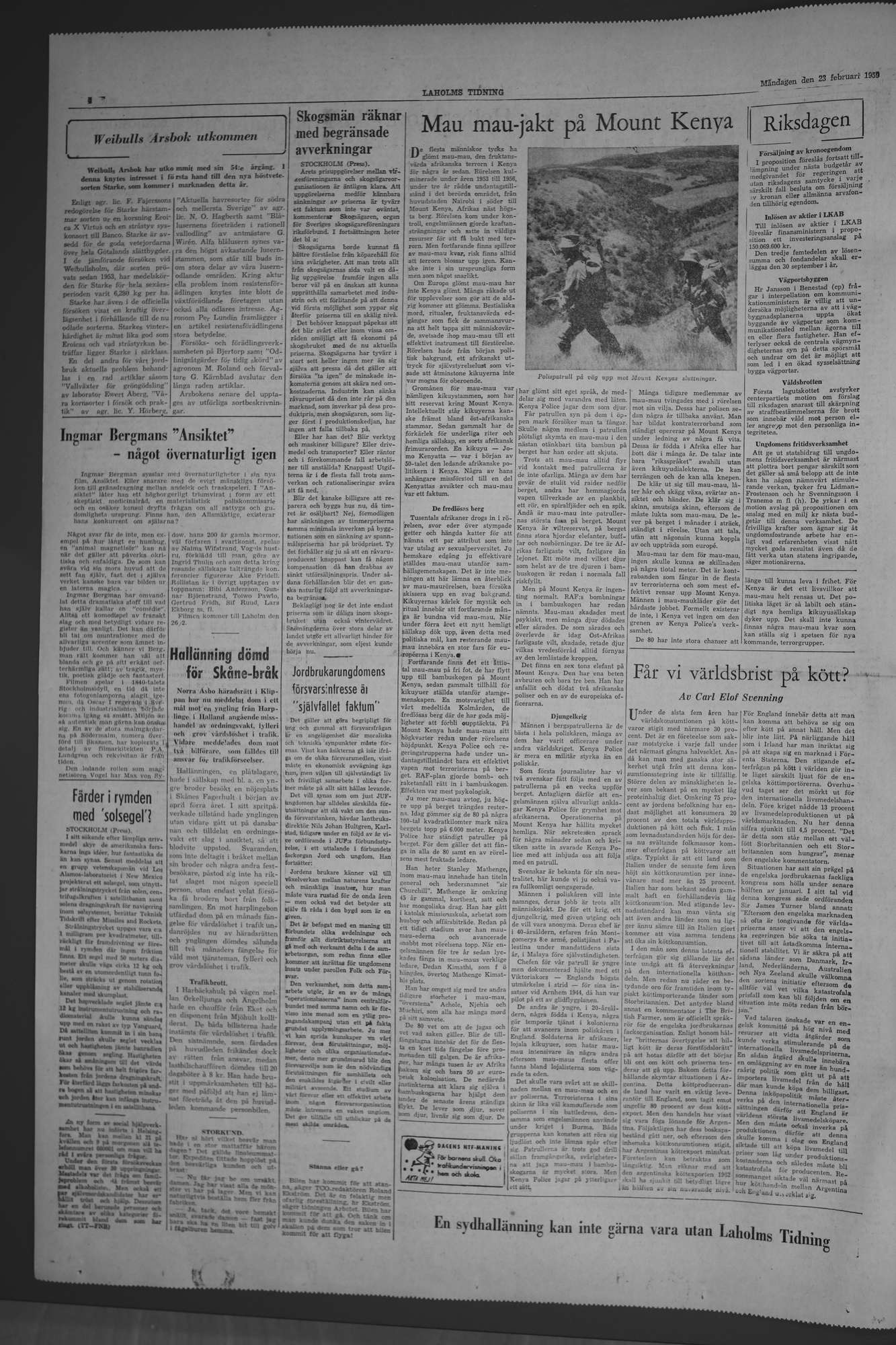 Laholms Tidning Måndag 23 februari 1959, sida 4