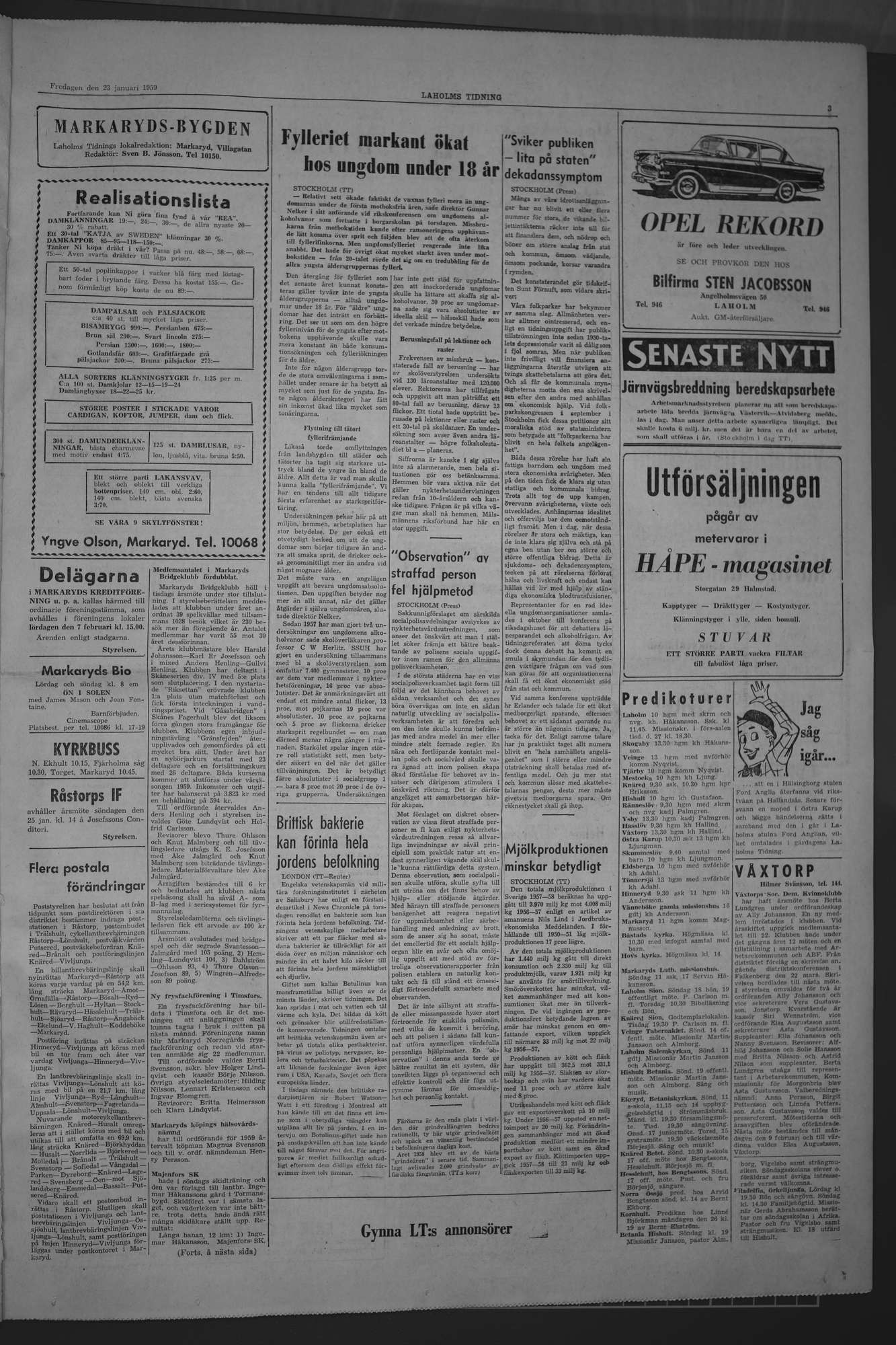 Laholms Tidning Fredag 23 januari 1959, sida 3