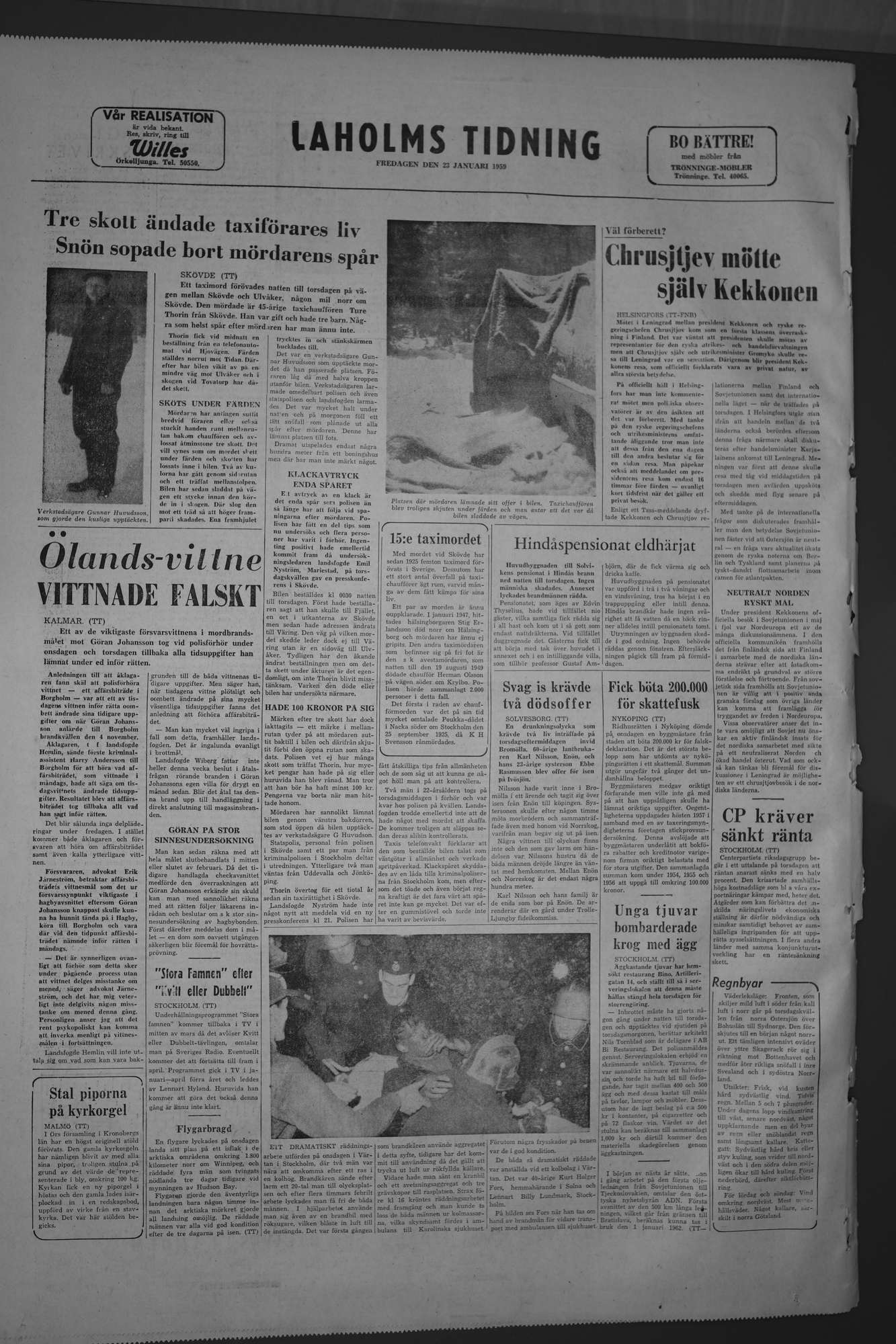 Laholms Tidning Fredag 23 januari 1959, sida 8
