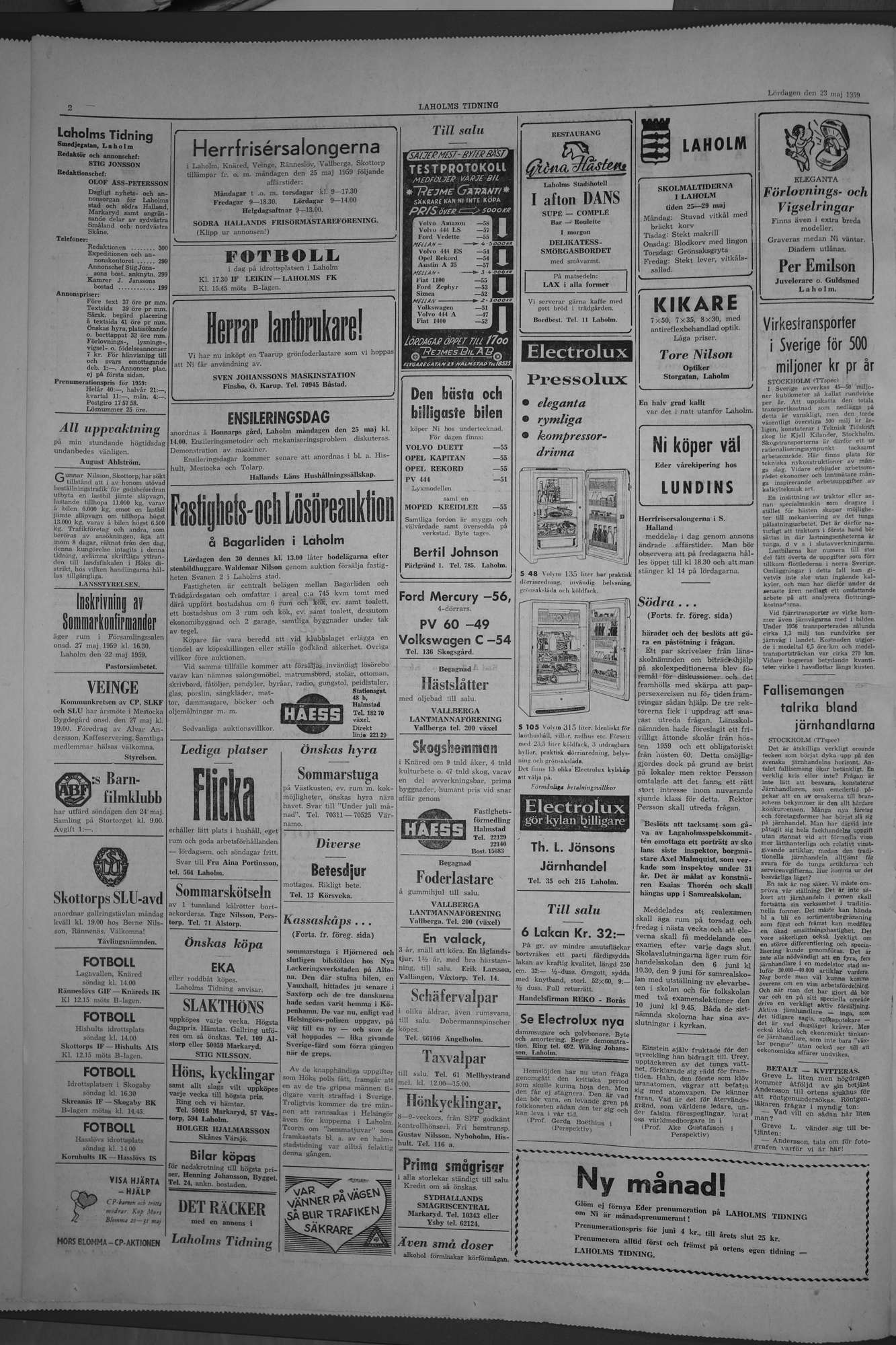 Laholms Tidning Lördag 23 maj 1959, sida 2