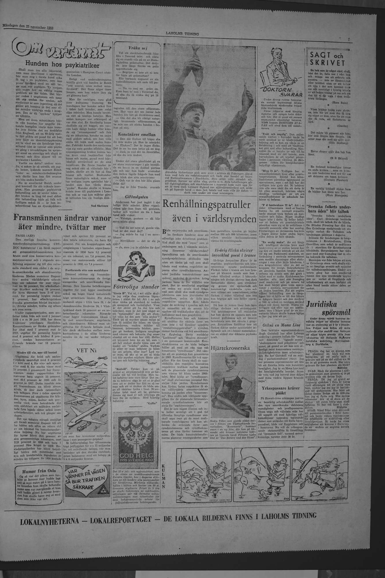 Laholms Tidning Måndag 23 november 1959, sida 7