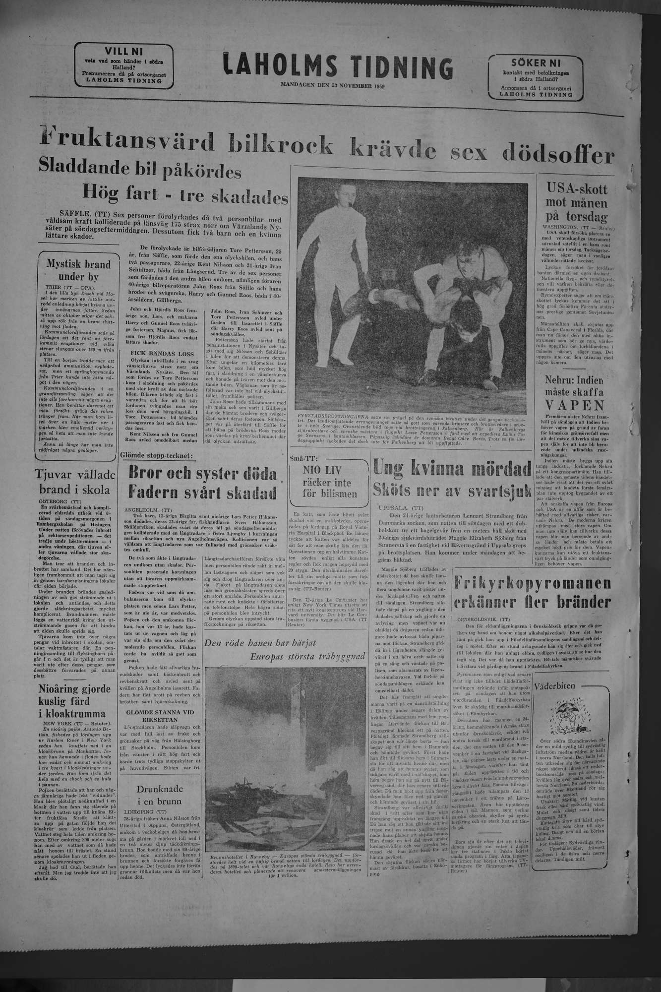 Laholms Tidning Måndag 23 november 1959, sida 8