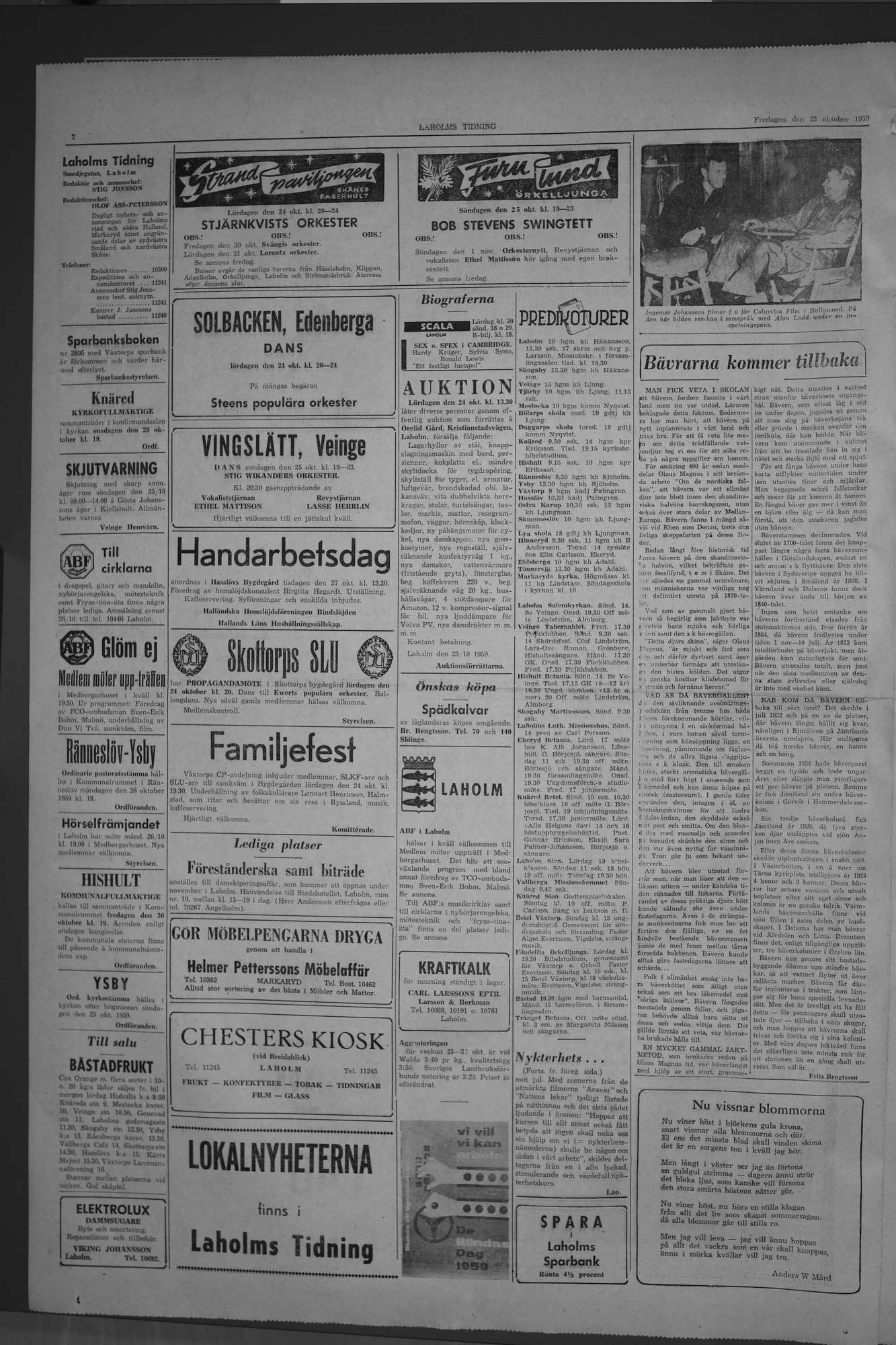 Laholms Tidning Fredag 23 oktober 1959, sida 2