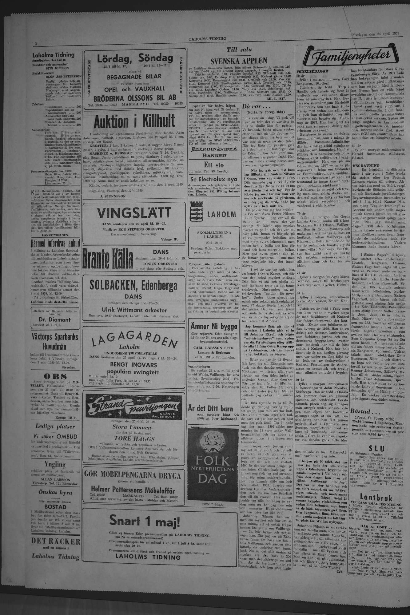 Laholms Tidning Fredag 24 april 1959, sida 2