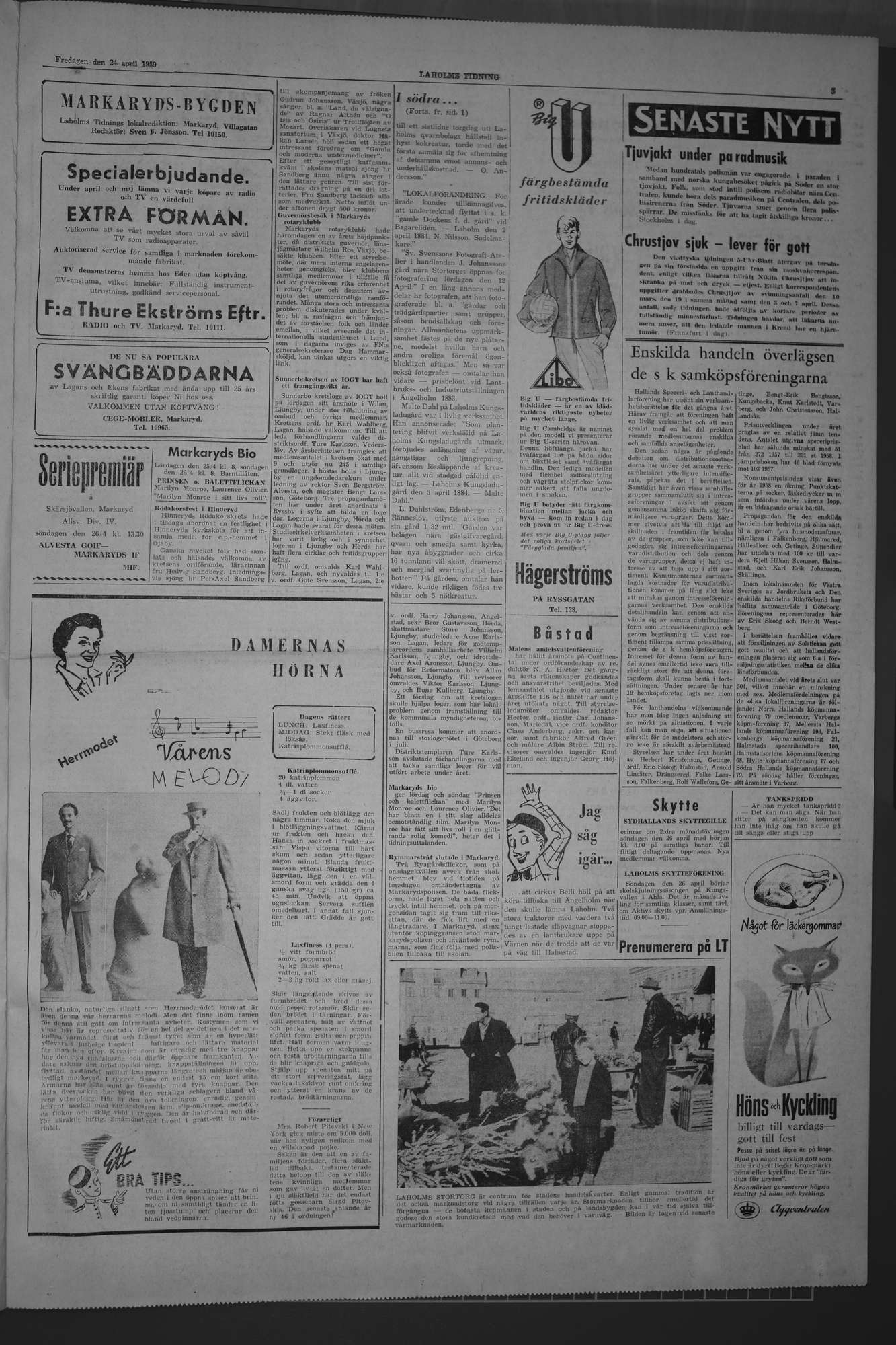 Laholms Tidning Fredag 24 april 1959, sida 3